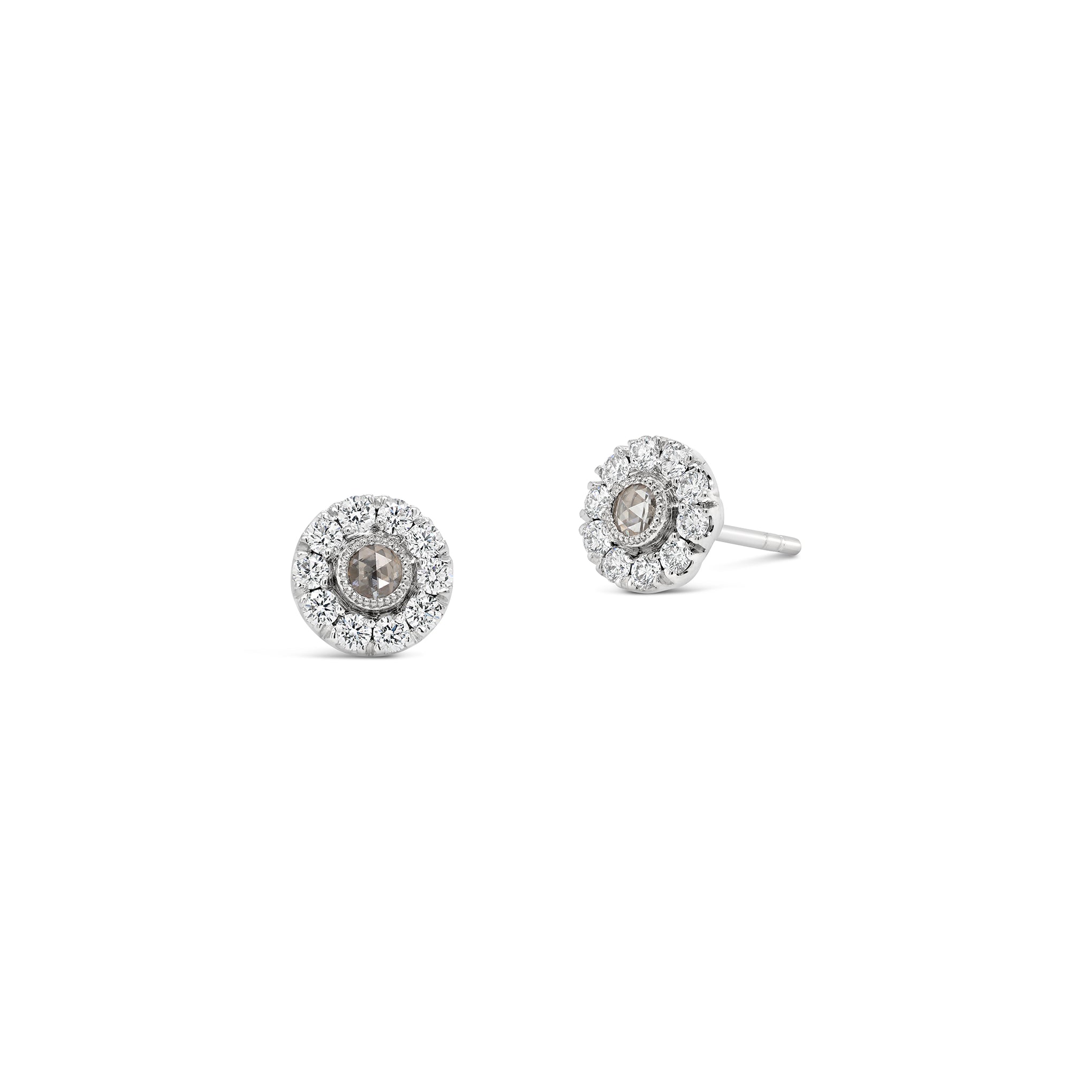 Rose Cut Diamond Stud Earrings 18ct White Gold