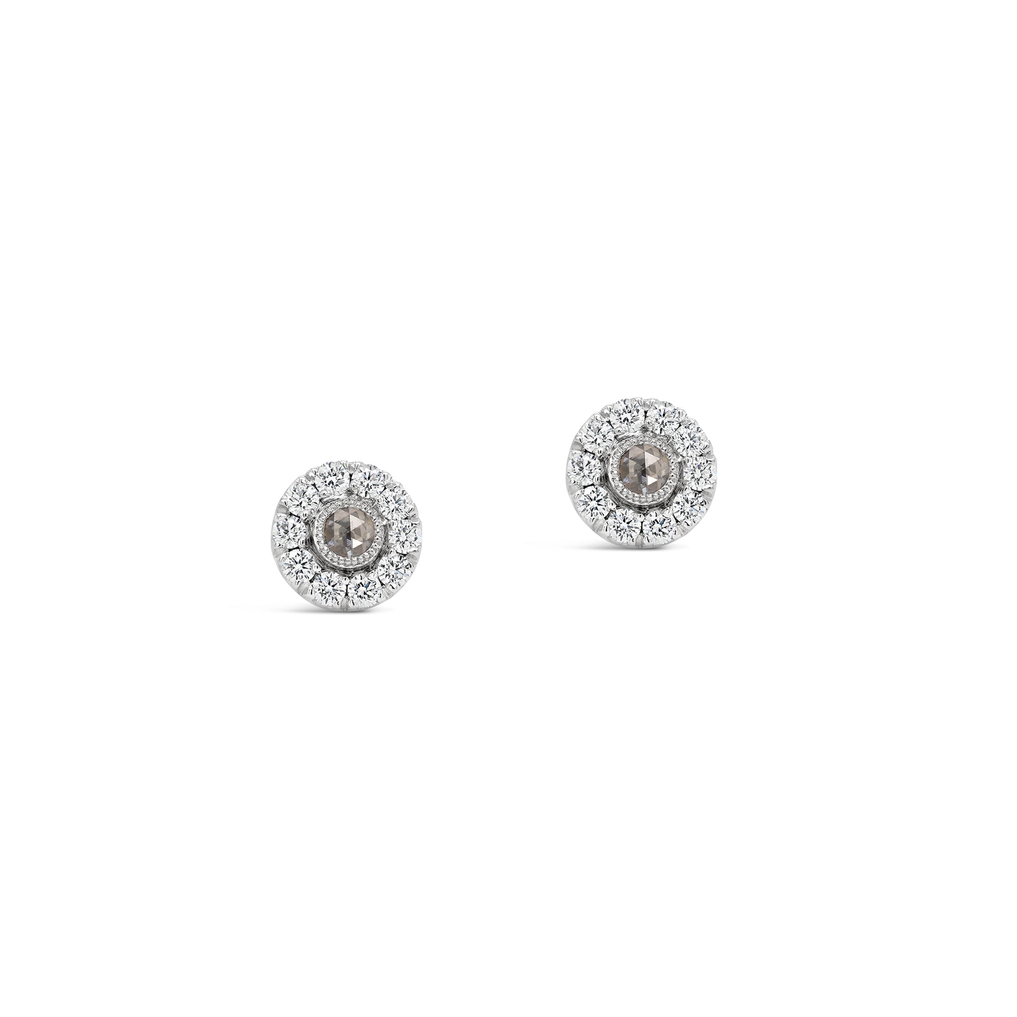 Rose Cut Diamond Stud Earrings 18ct White Gold