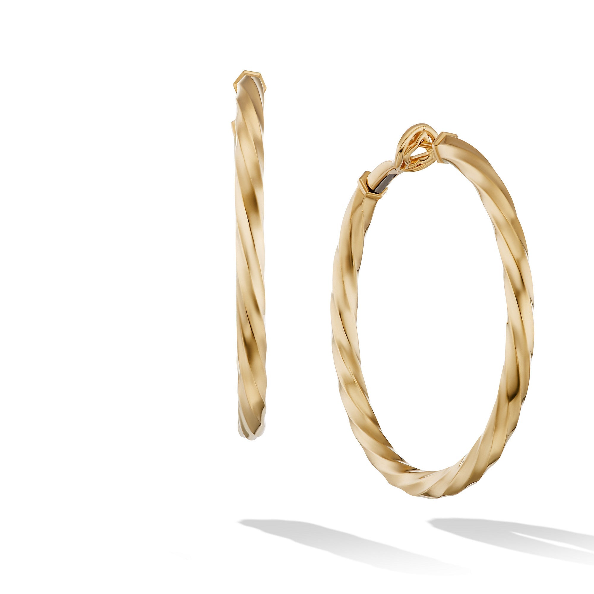 Cable Edge Hoop Earrings in Recycled 18K Yellow Gold