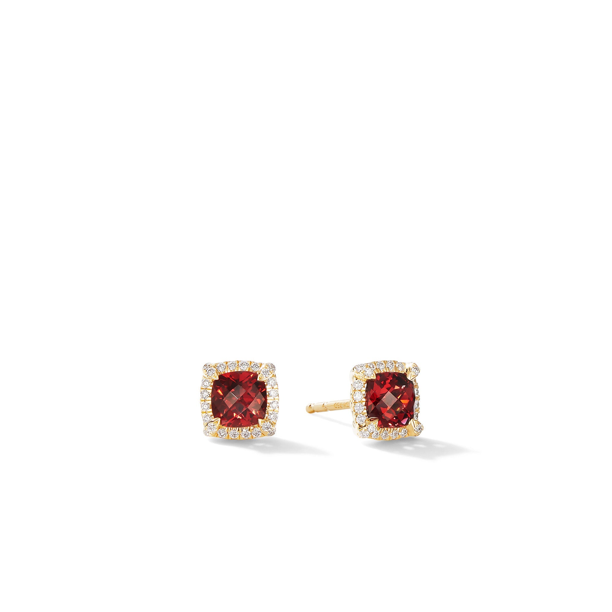 Petite Chatelaine® Pavé Bezel Stud Earrings in 18K Yellow Gold with Garnet
