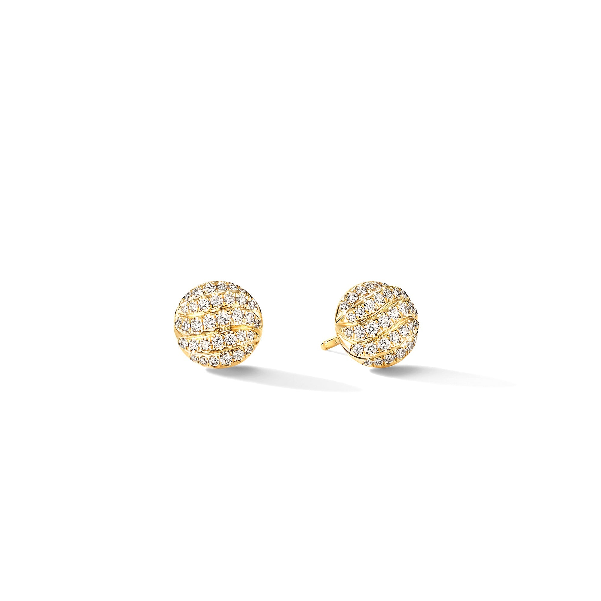 Cable Collectibles® Stud Earrings in 18K Yellow Gold with Pavé Diamonds