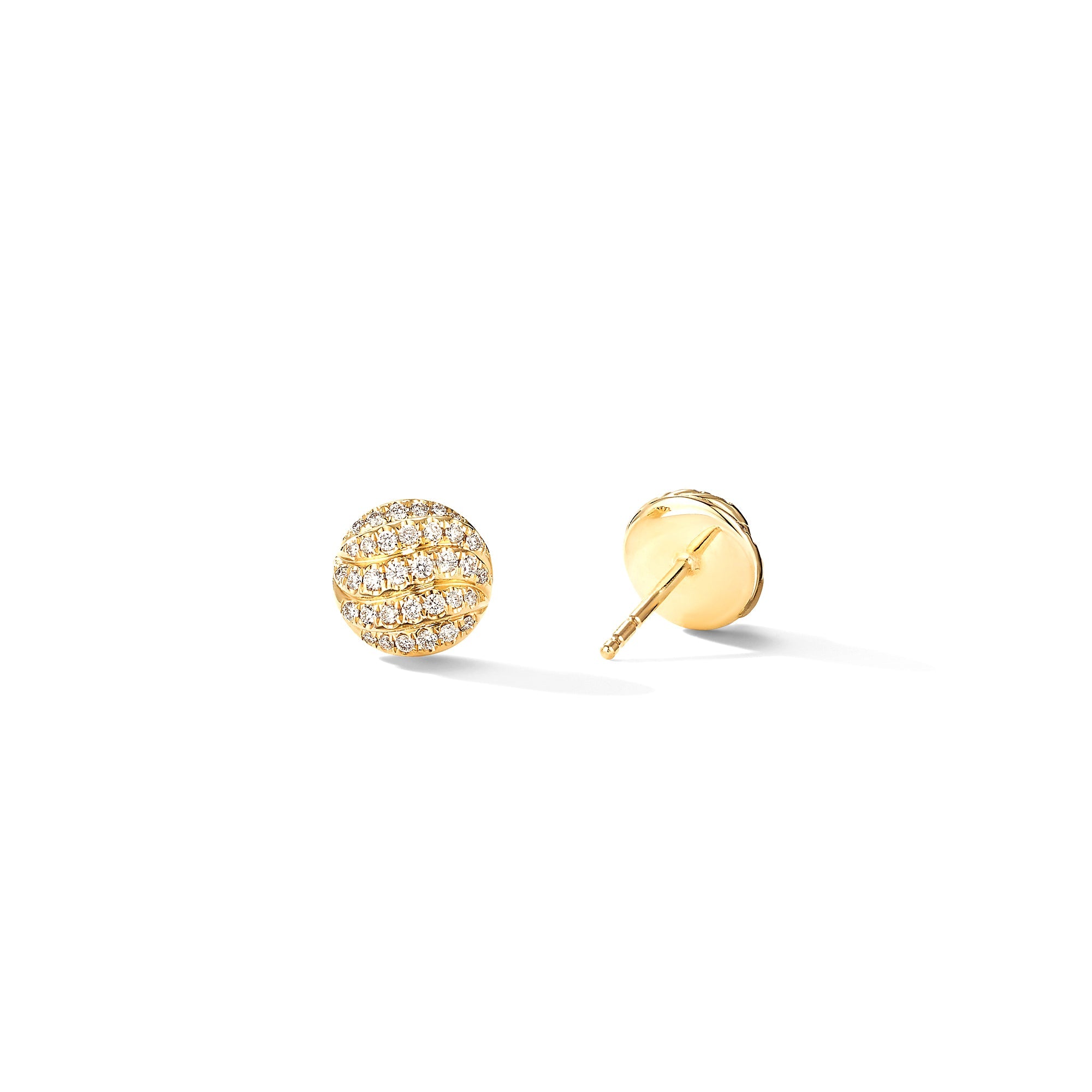 Cable Collectibles® Stud Earrings in 18K Yellow Gold with Pavé Diamonds