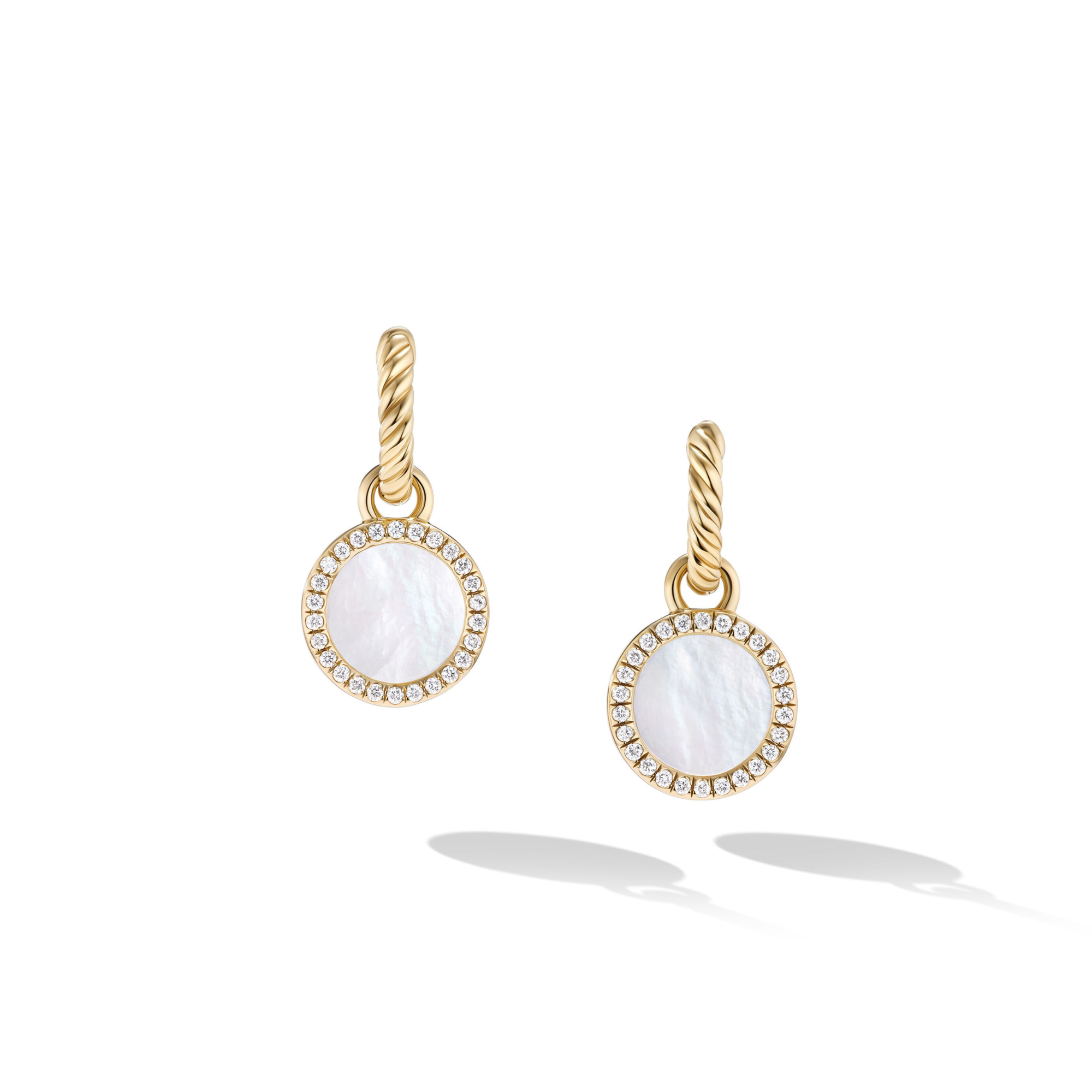 Petite DY Elements® Drop Earrings in 18CT Yellow Gold with Mother of Pearl and Pavé Diamonds