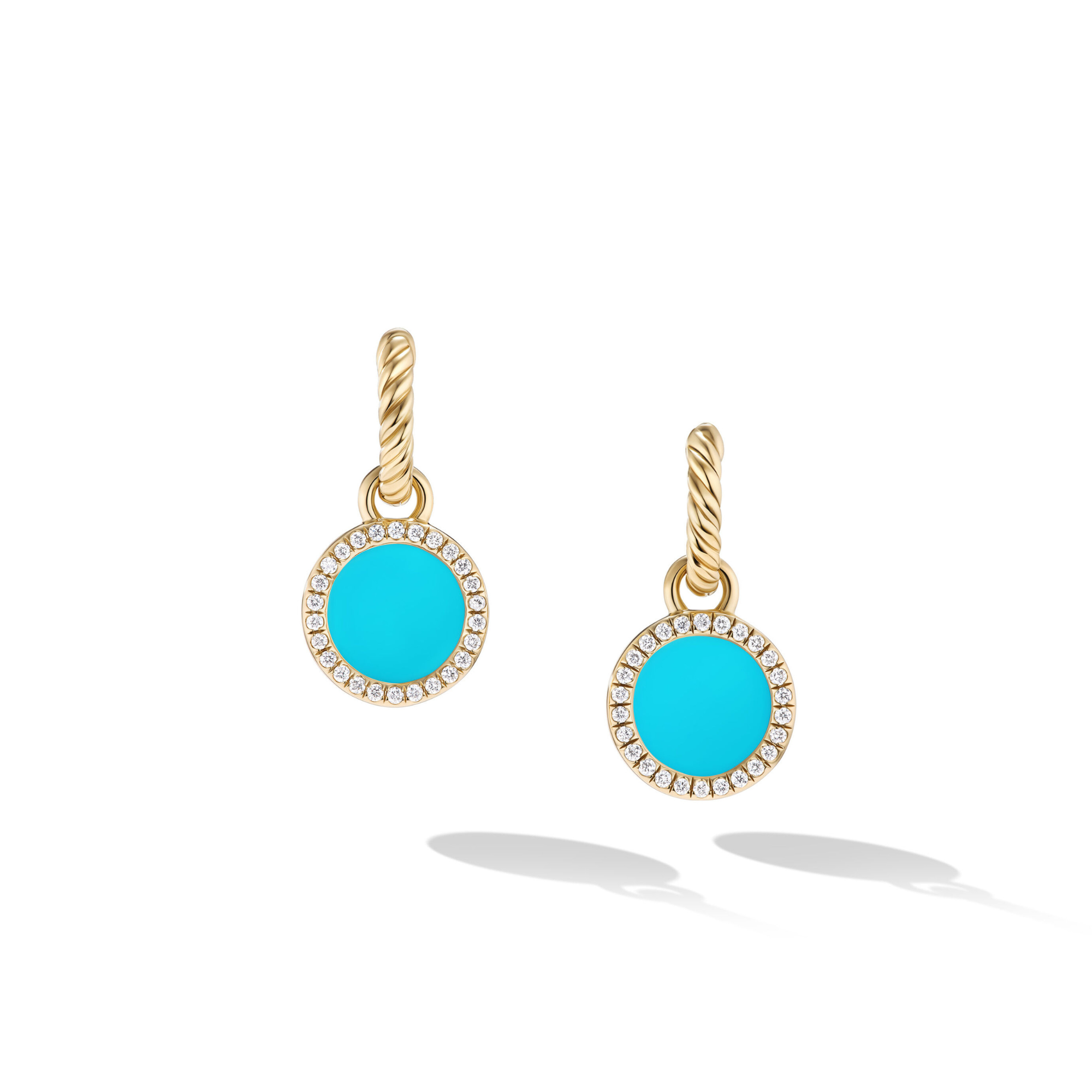 Petite DY Elements® Drop Earrings in 18K Yellow Gold with Turquoise and Pavé Diamonds