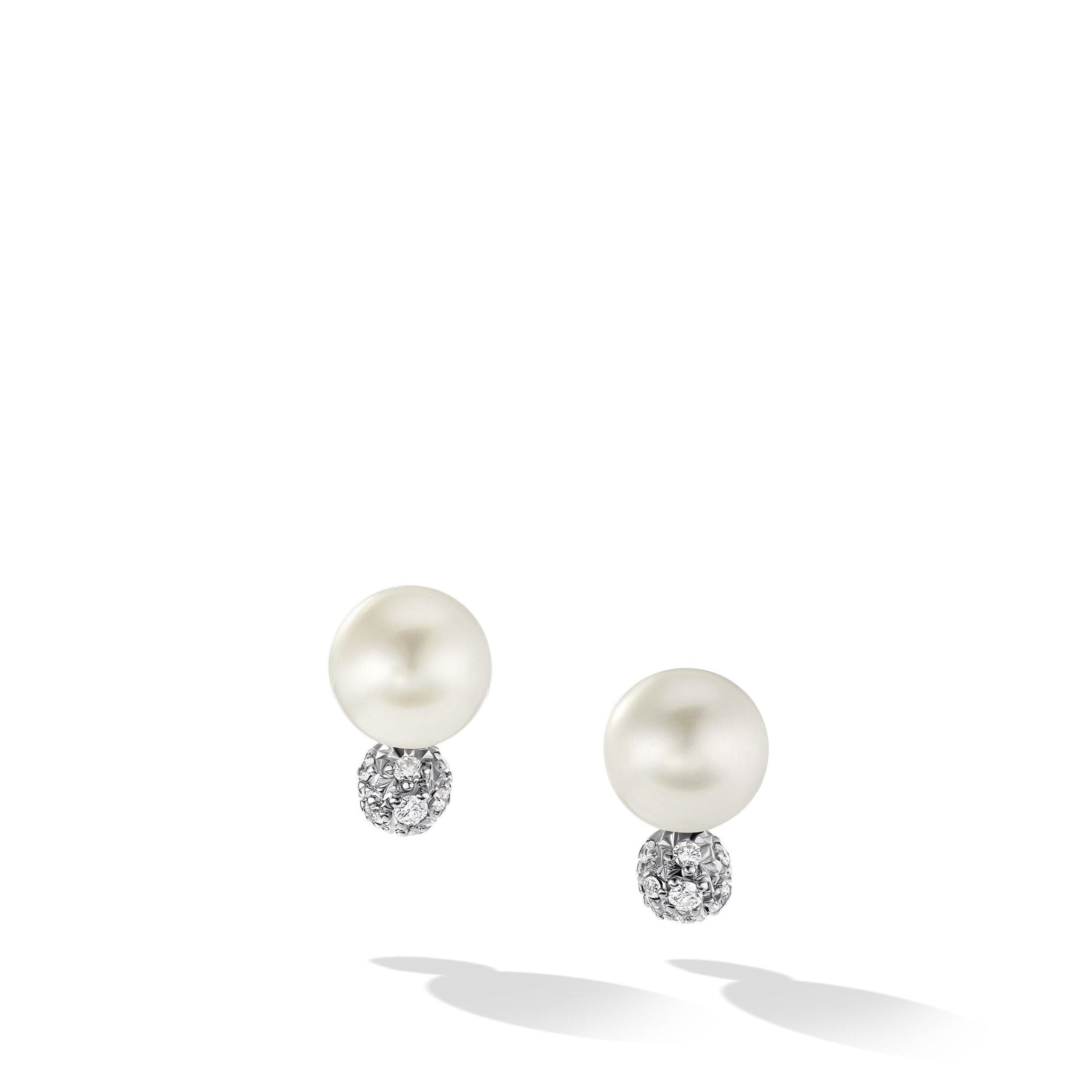 Pearl & Pavé Solari Stud Earrings in Sterling Silver with Diamonds
