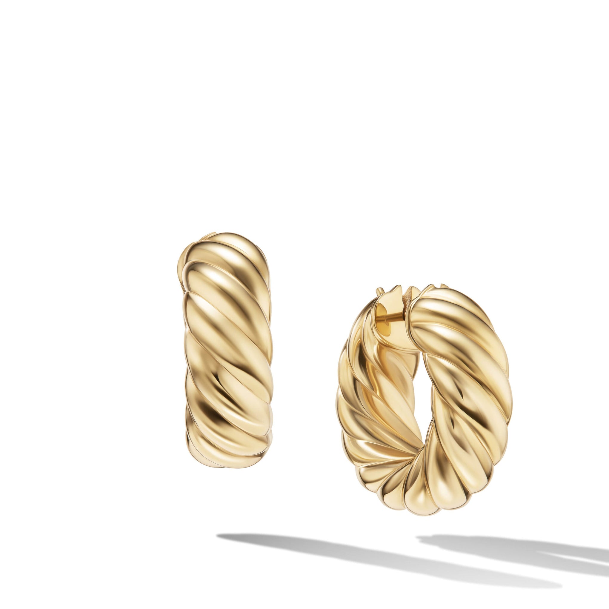 Sculpted Cable Hoop Earrings in 18ct Yellow Gold