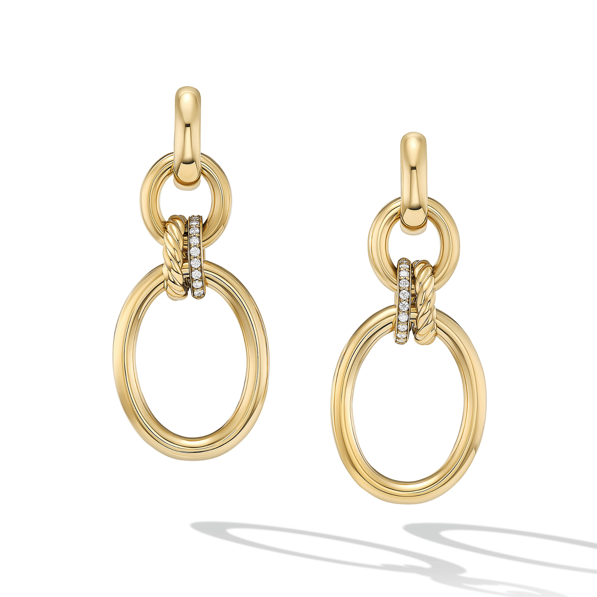 DY Mercer™ Circular Drop Earrings in 18ct Yellow Gold with Diamonds