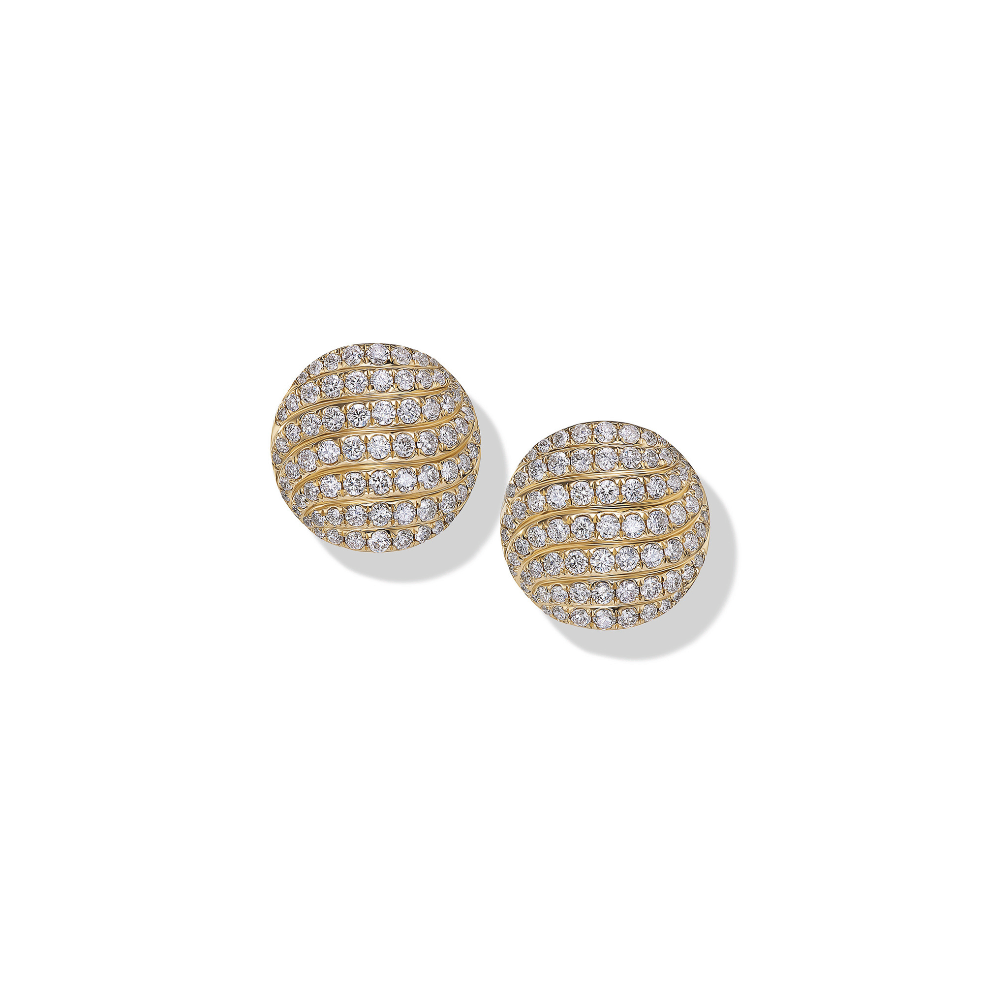 David Yurman Sculpted Cable Studs in 18ct Yellow Gold with Diamonds