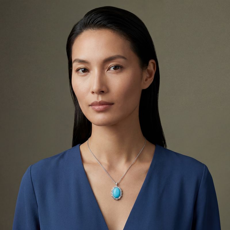 Turquoise & Pavé Aquamarine, Blue Sapphire & Diamond Aurora Necklace