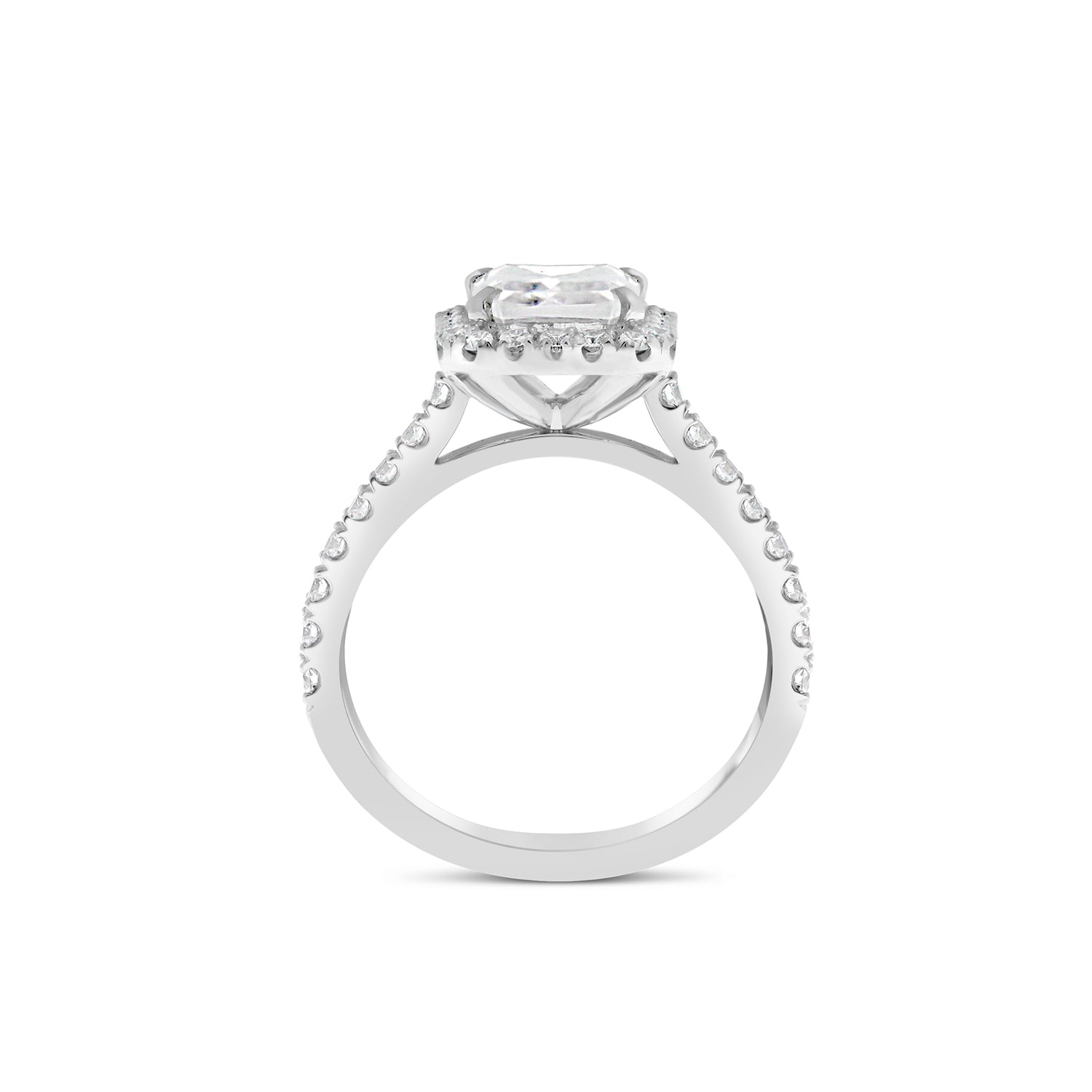 Emerald Cut Diamond Halo Engagement Ring White Gold