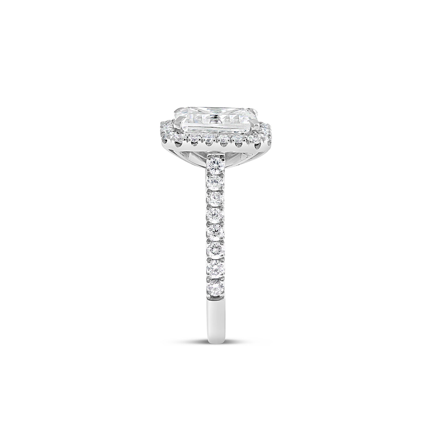Emerald Cut Diamond Halo Engagement Ring White Gold