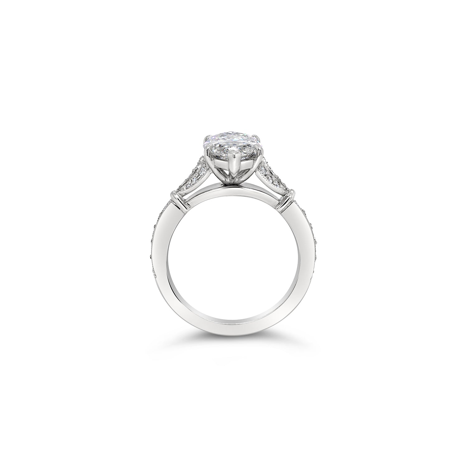 Art Deco Marquise Cut Diamond Engagement Ring milgrain detail