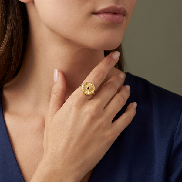 Petite Round Birthstone Signet Ring