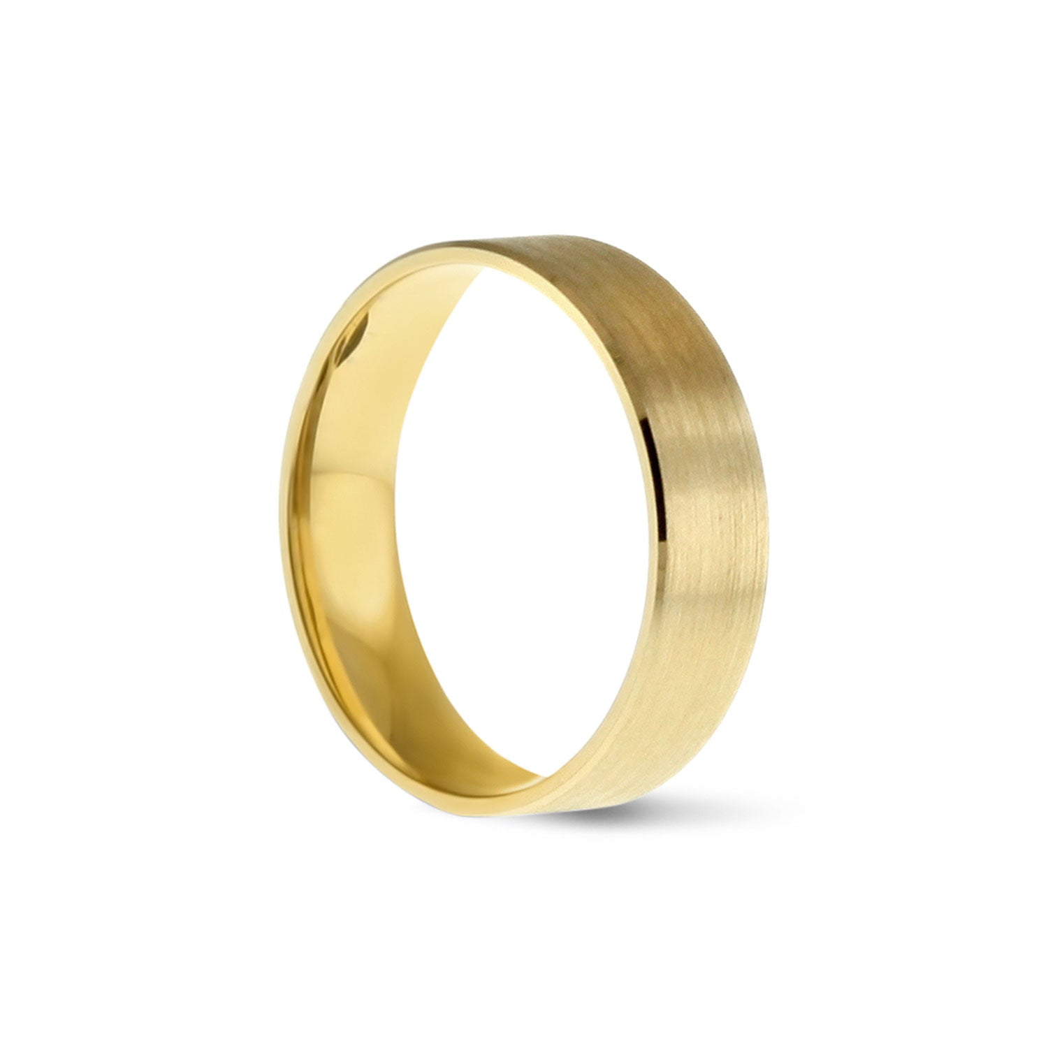Brushed Wedding Band Yellow Gold