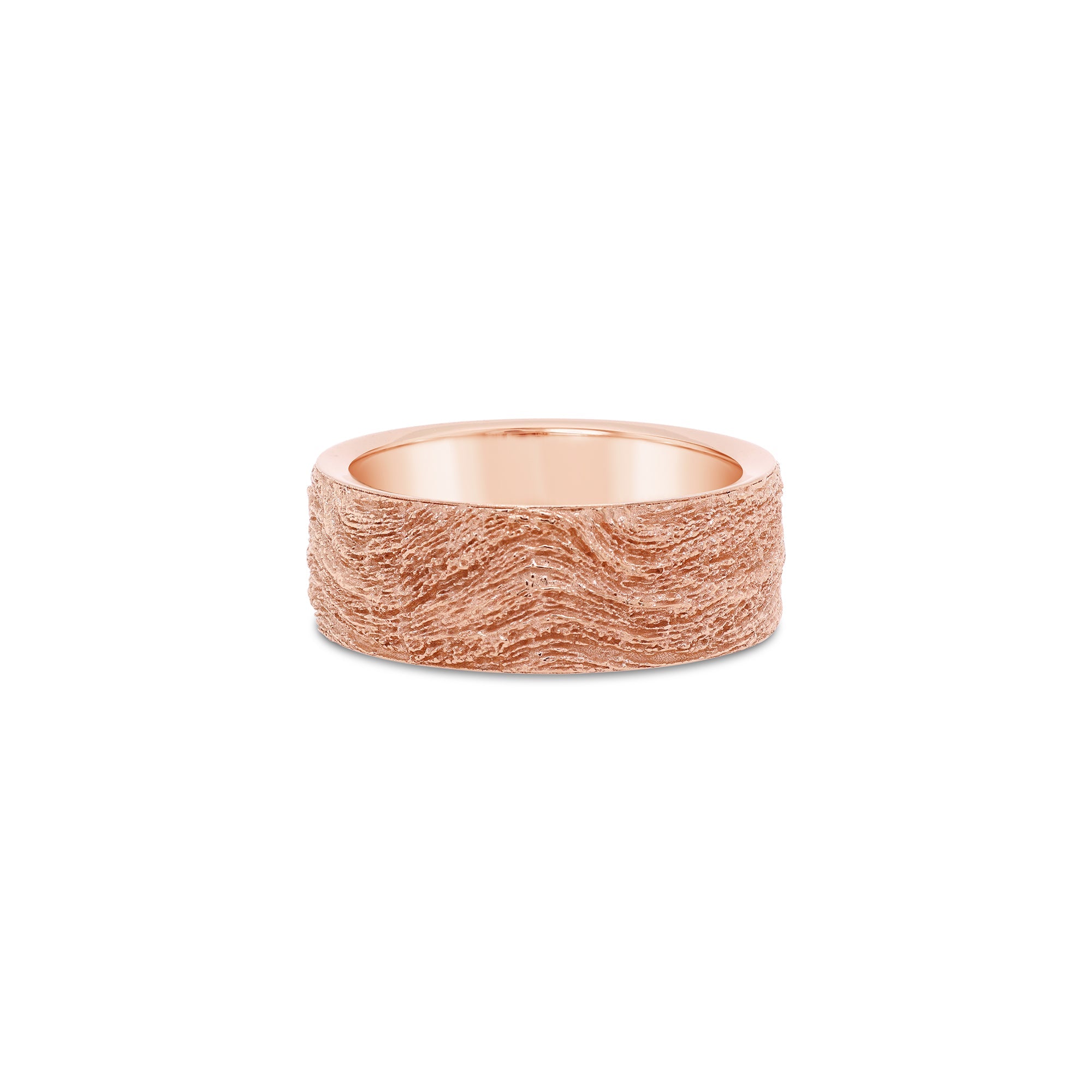 Woodgrain Effect Wedding Ring Rose Gold
