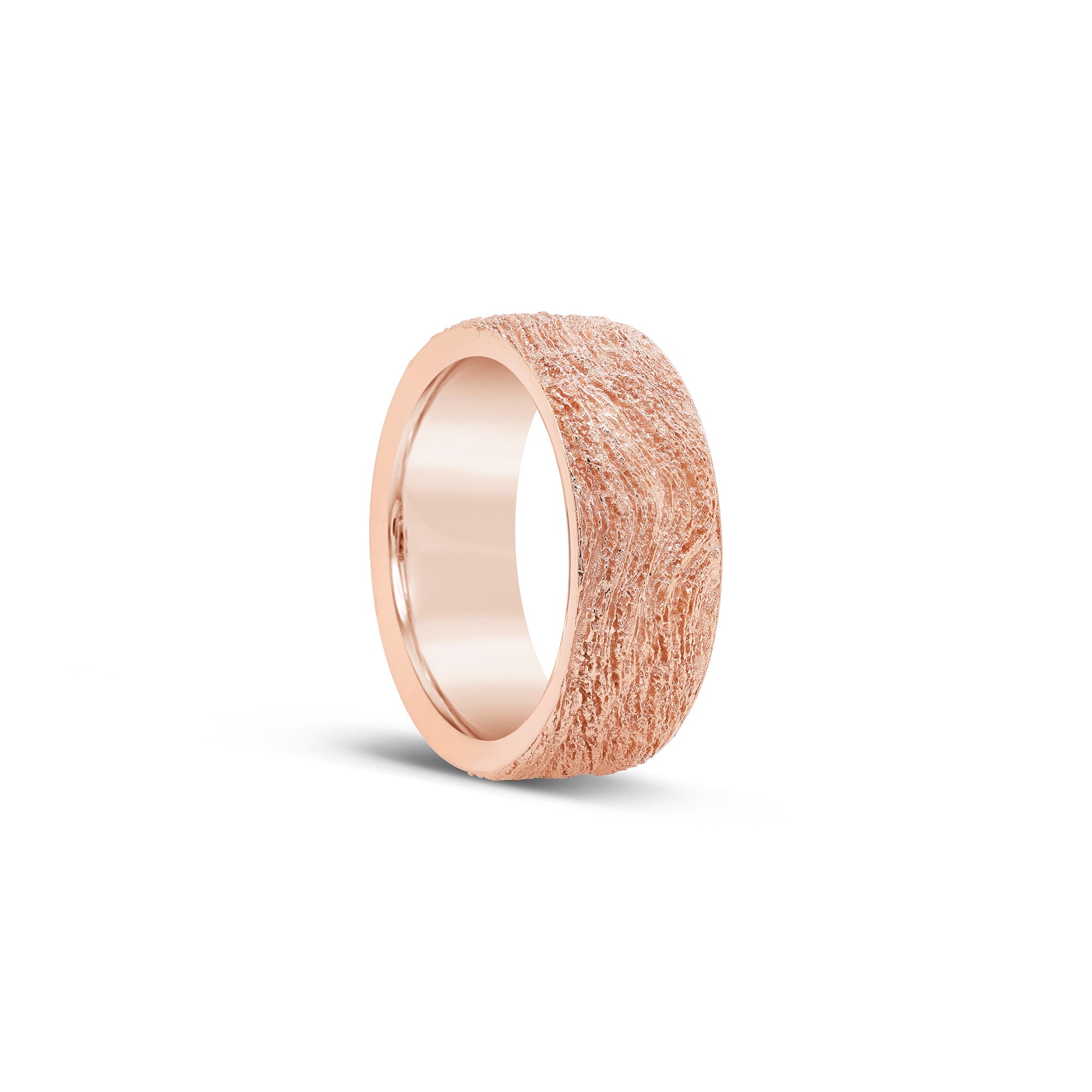 Woodgrain Effect Wedding Ring Rose Gold