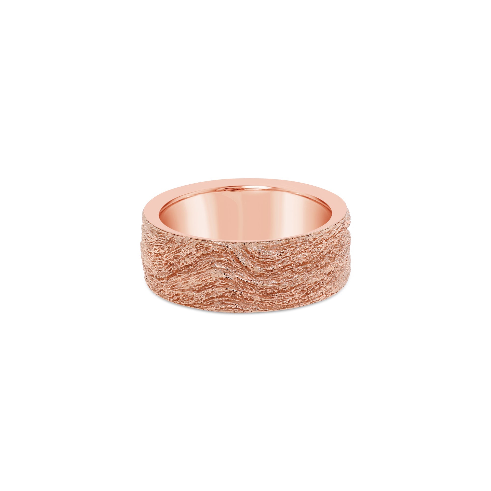 Woodgrain Effect Wedding Ring Rose Gold