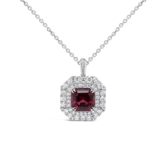After Dark - Malaya Garnet & Diamond Pendant on Chain