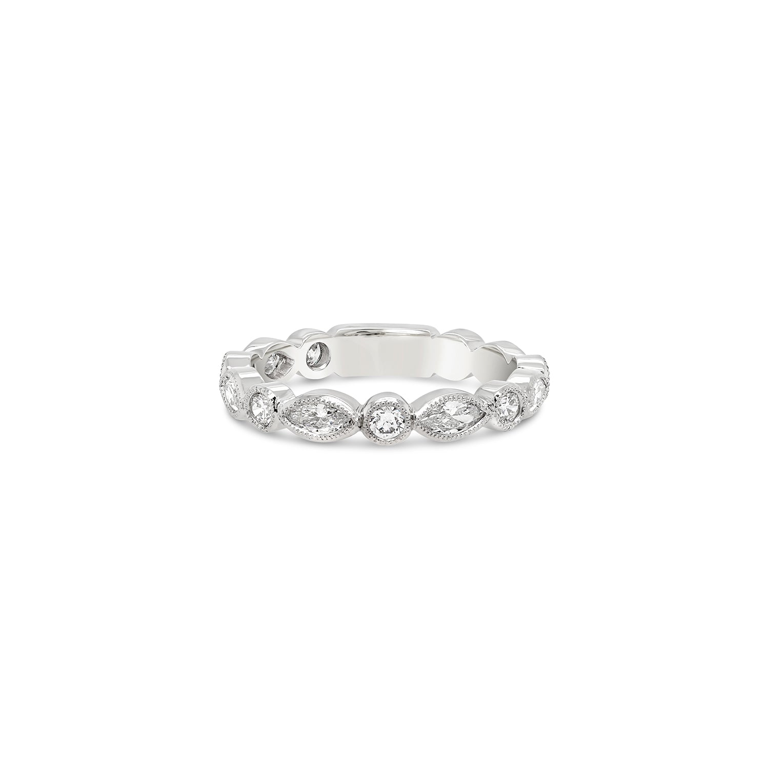 mixed cut bezel set diamond wedding ring