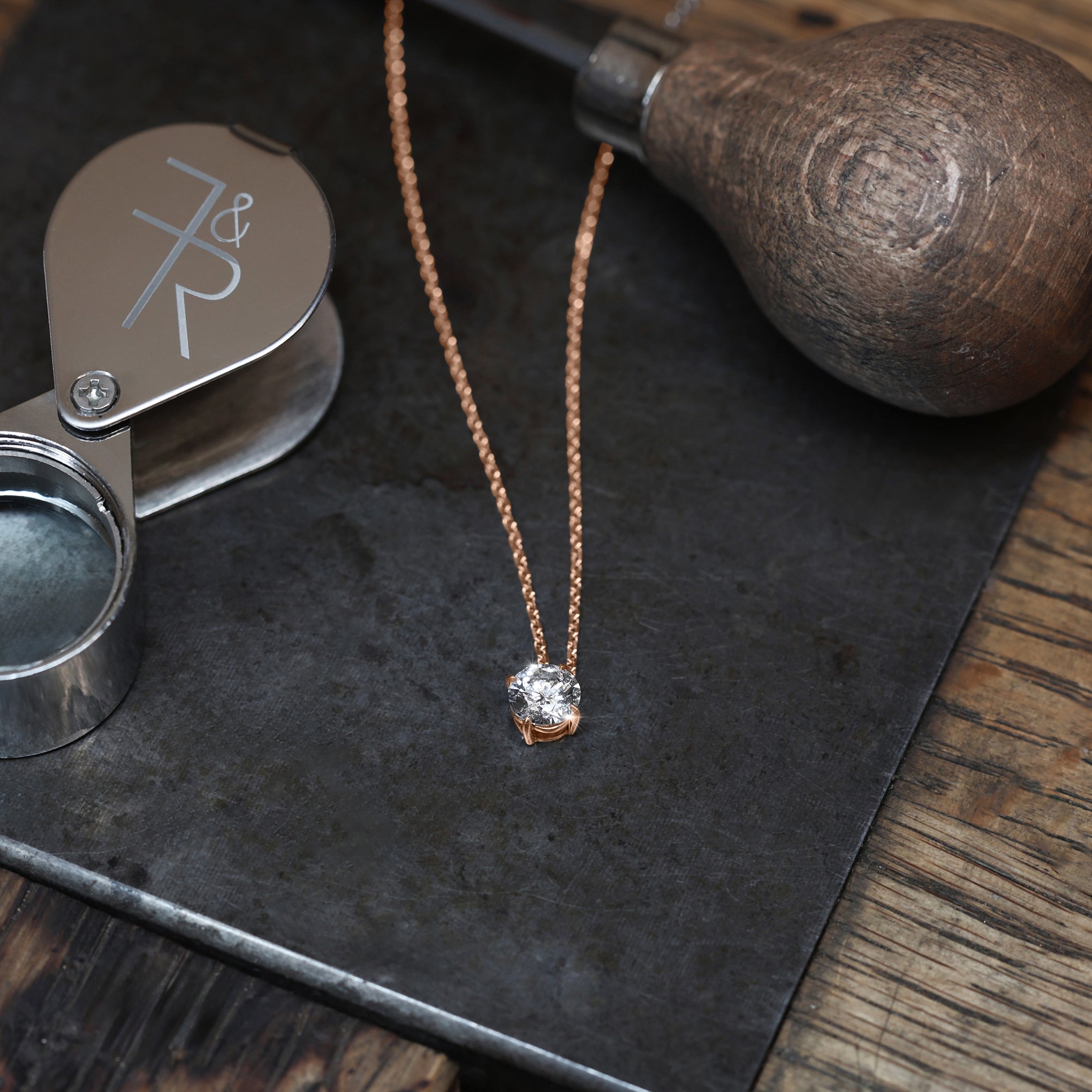 Lab Grown Diamond Slider Pendant 18ct Rose Gold