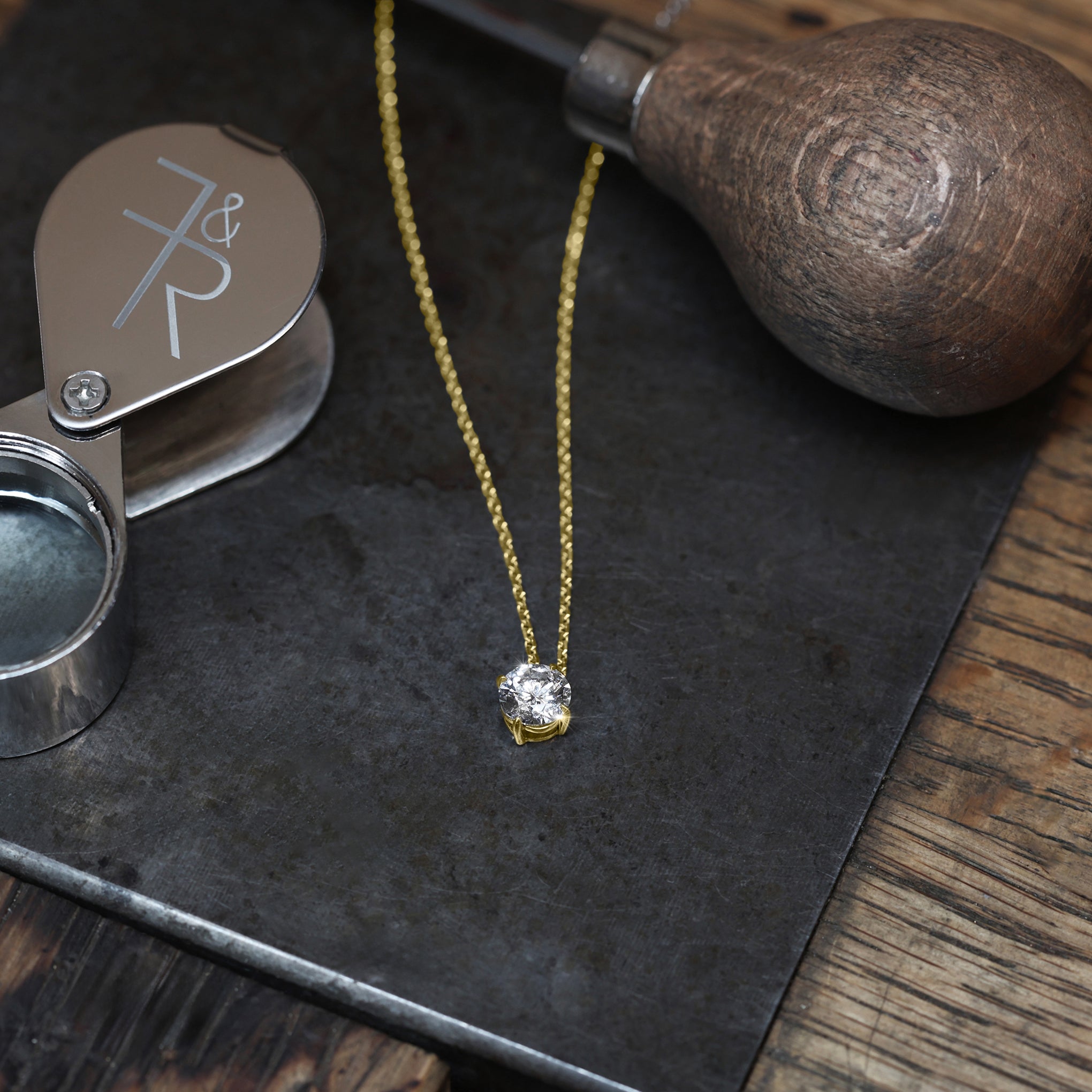 Natural Diamond Slider Pendant 18ct Yellow Gold