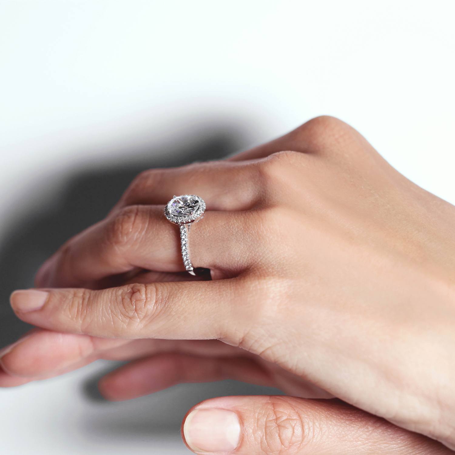 Oval Cut Solitaire Diamond Halo Engagement Ring