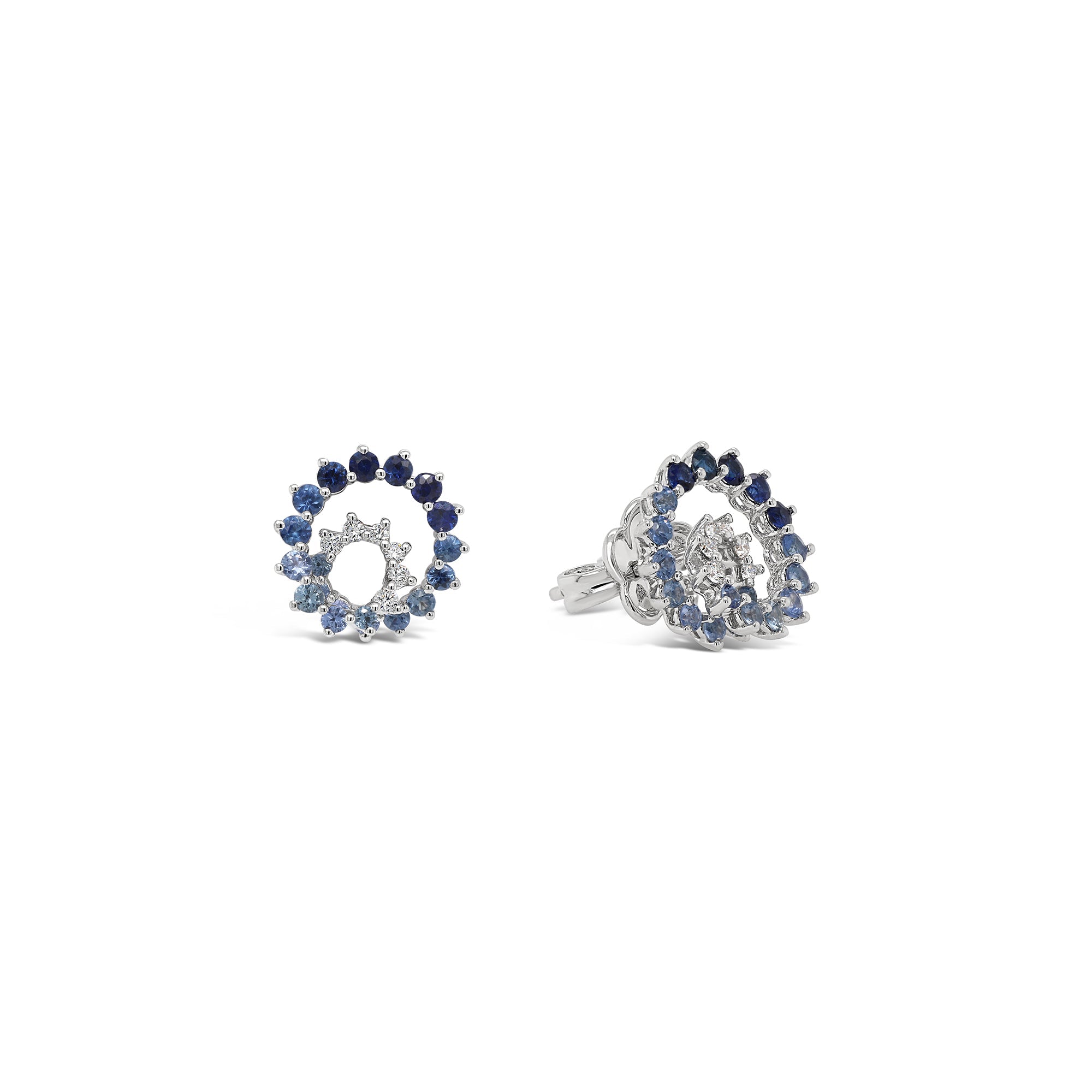 Blue Ombre Sapphire & Diamond Stud Earrings