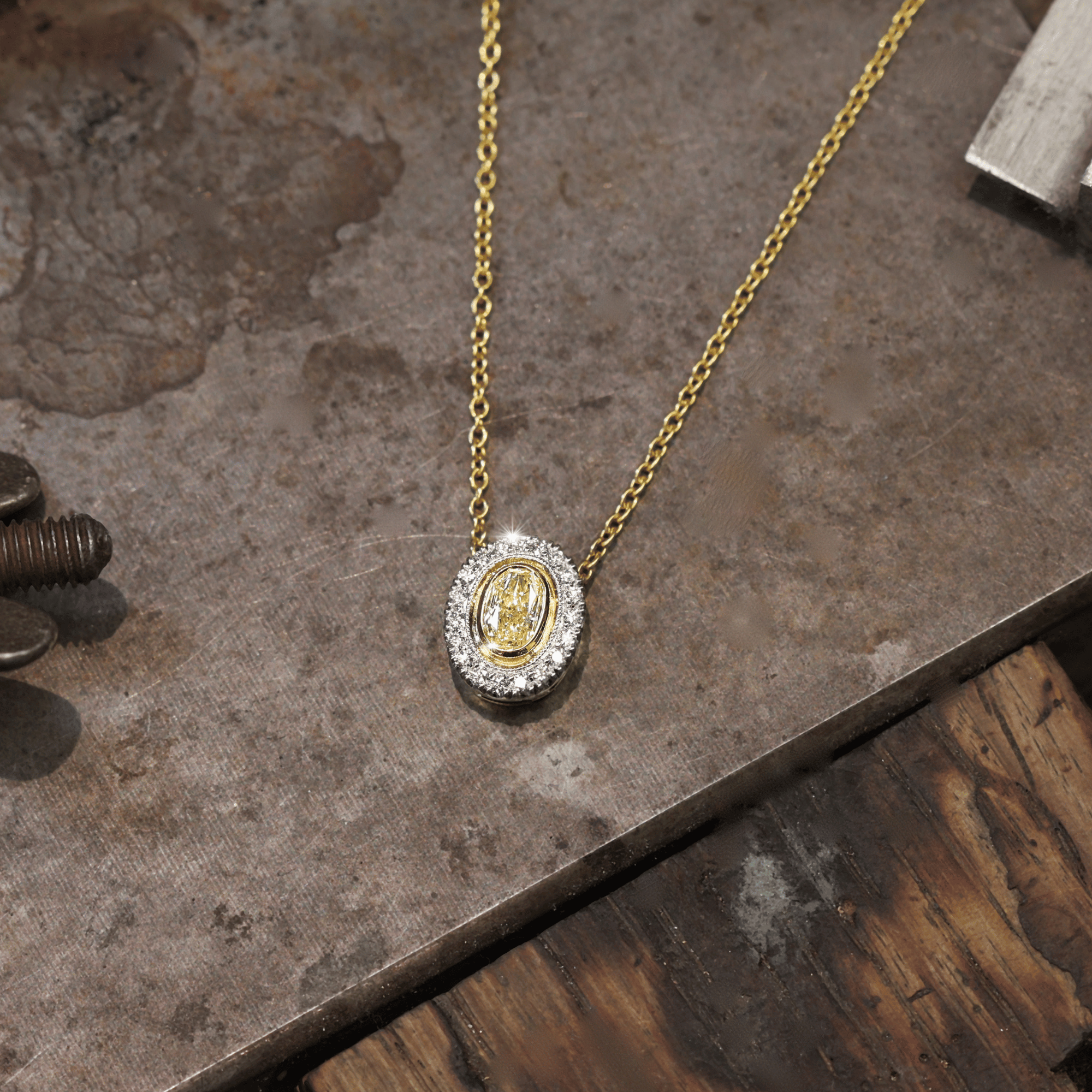 Fancy Yellow & White Diamond Toddy Necklace