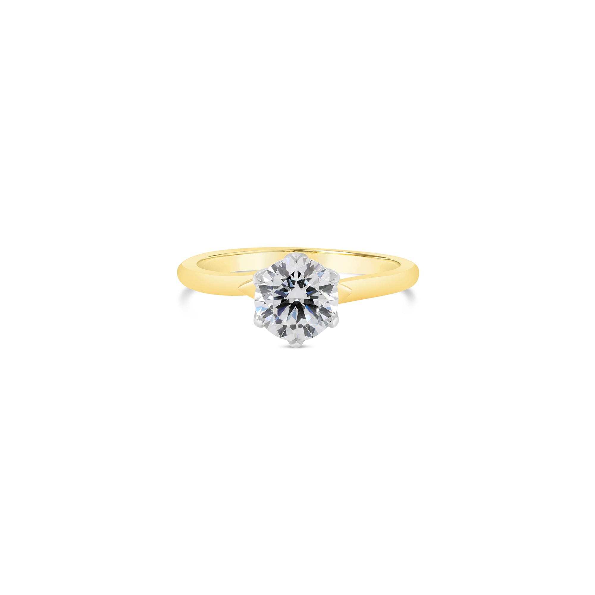 Round Brilliant Cut Diamond Solitaire Engagement Ring Yellow Gold