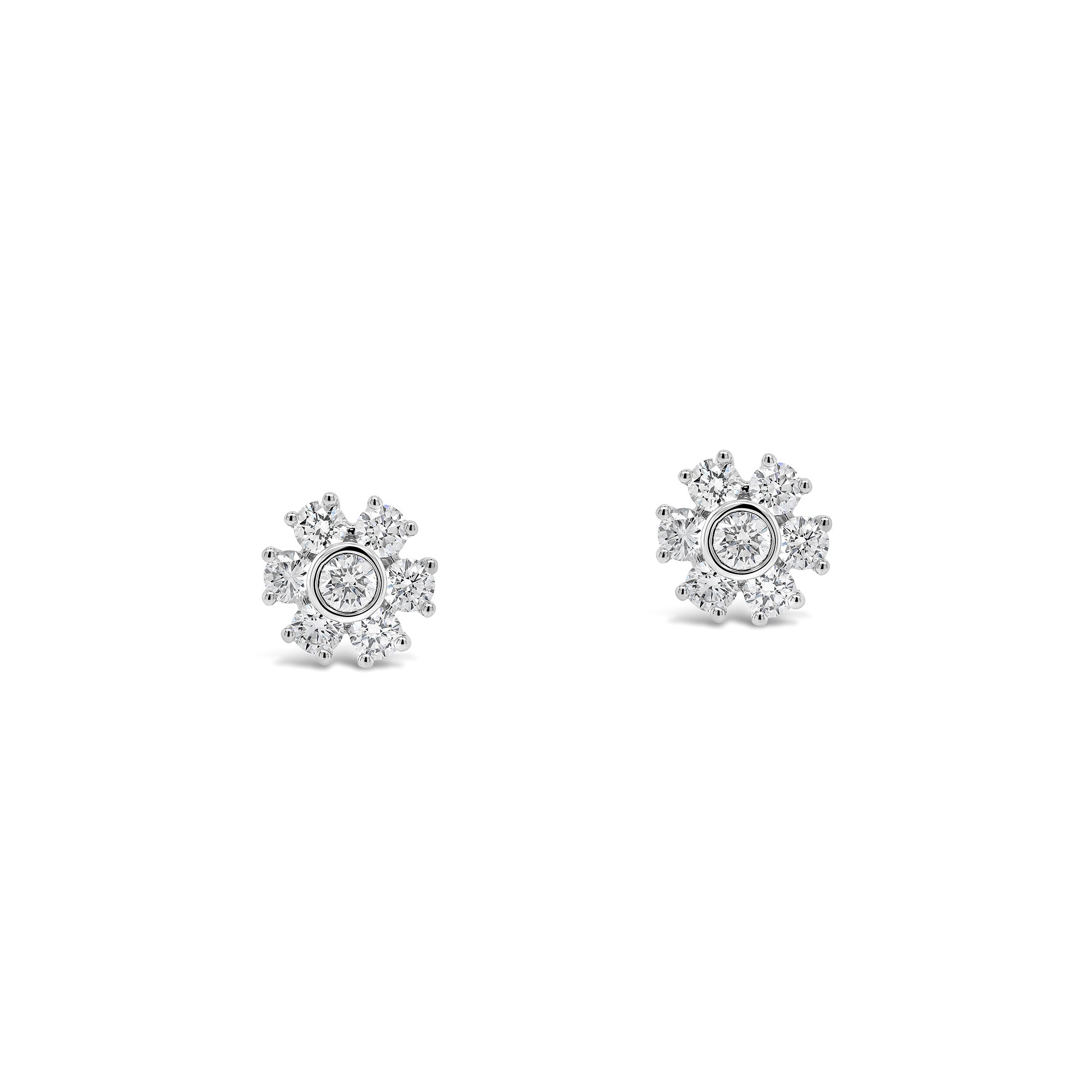 Diamond Petite Flower Stud Earrings