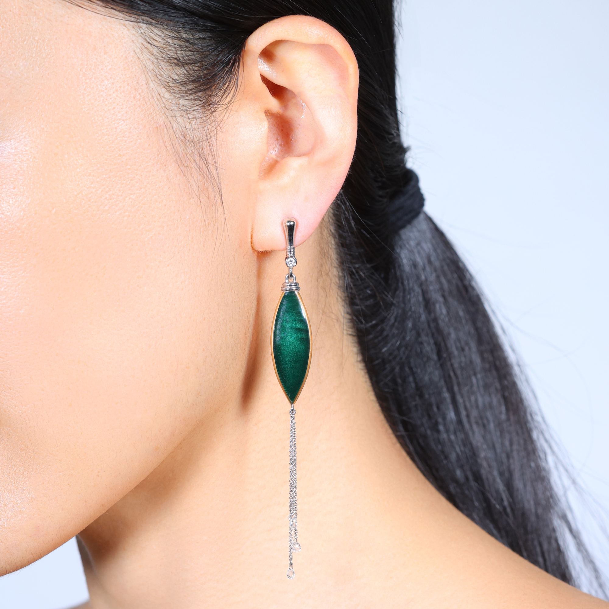 Green Enamel Earrings
