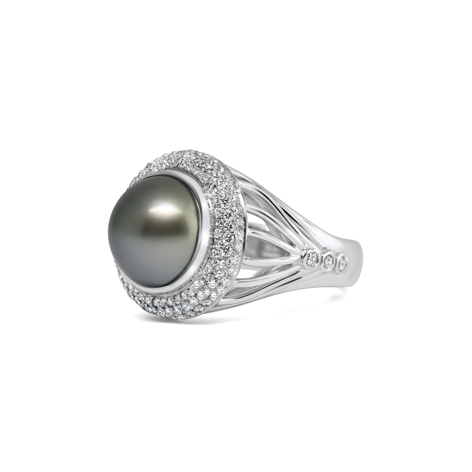 Tahitian pearl and diamond dress ring