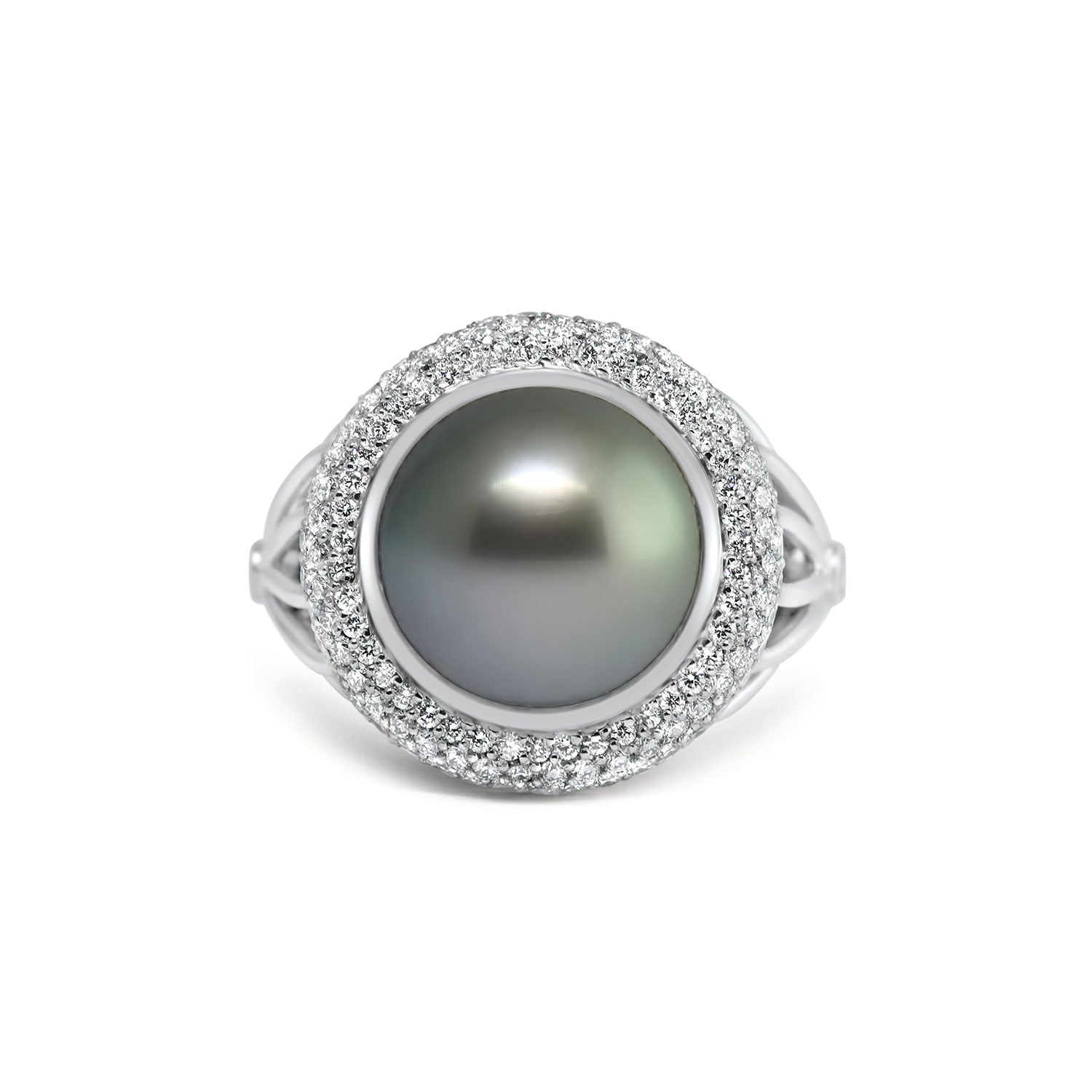 Tahitian pearl and diamond dress ring