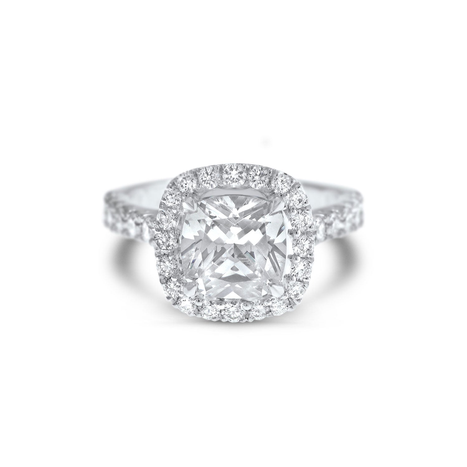 Cushion Cut Solitaire Diamond Halo Engagement Ring
