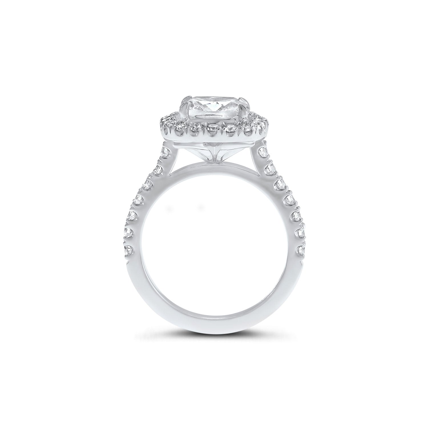 Cushion Cut Solitaire Diamond Halo Engagement Ring