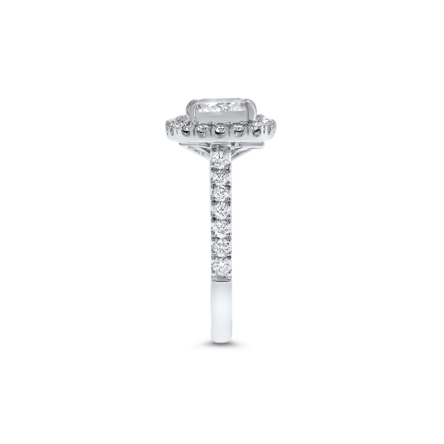 Cushion Cut Solitaire Diamond Halo Engagement Ring