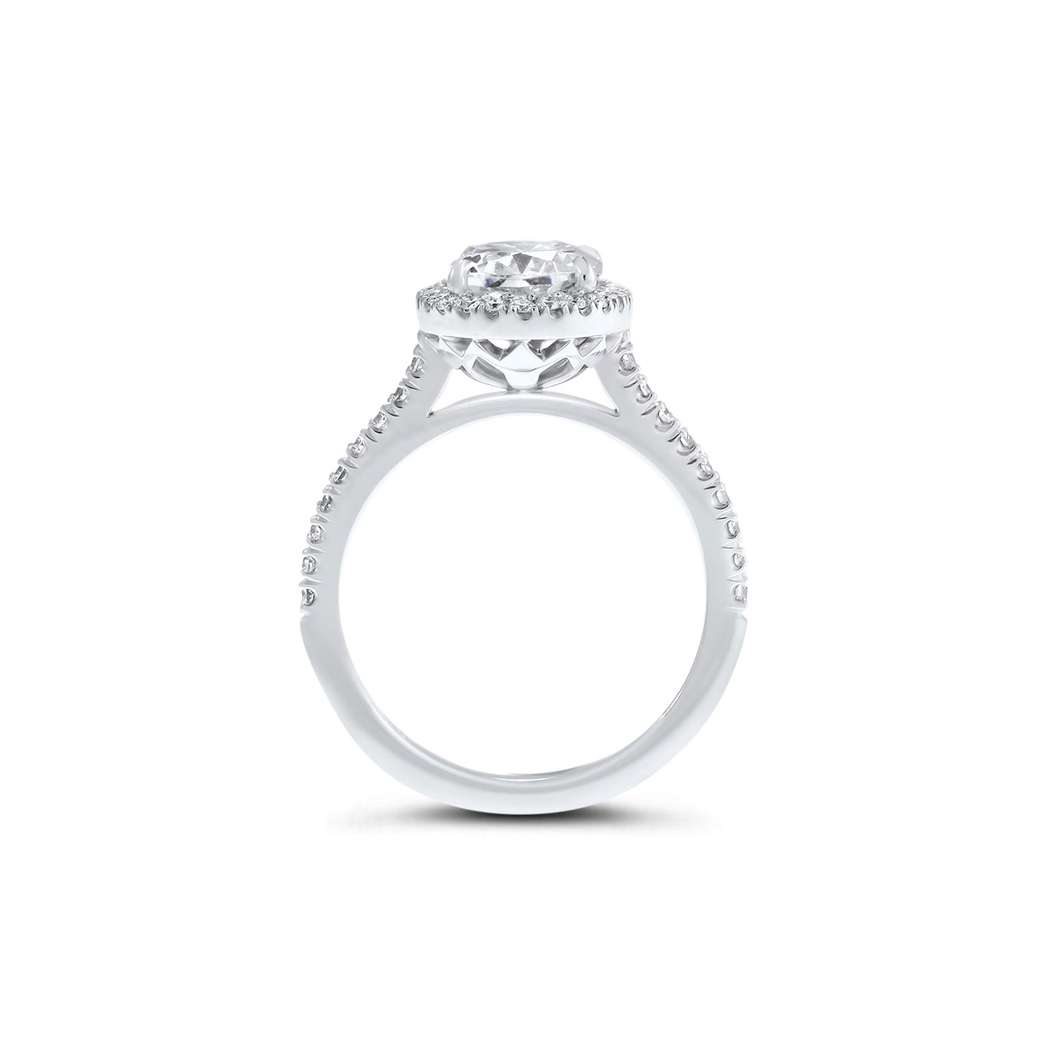 Oval Cut Solitaire Diamond Halo Engagement Ring
