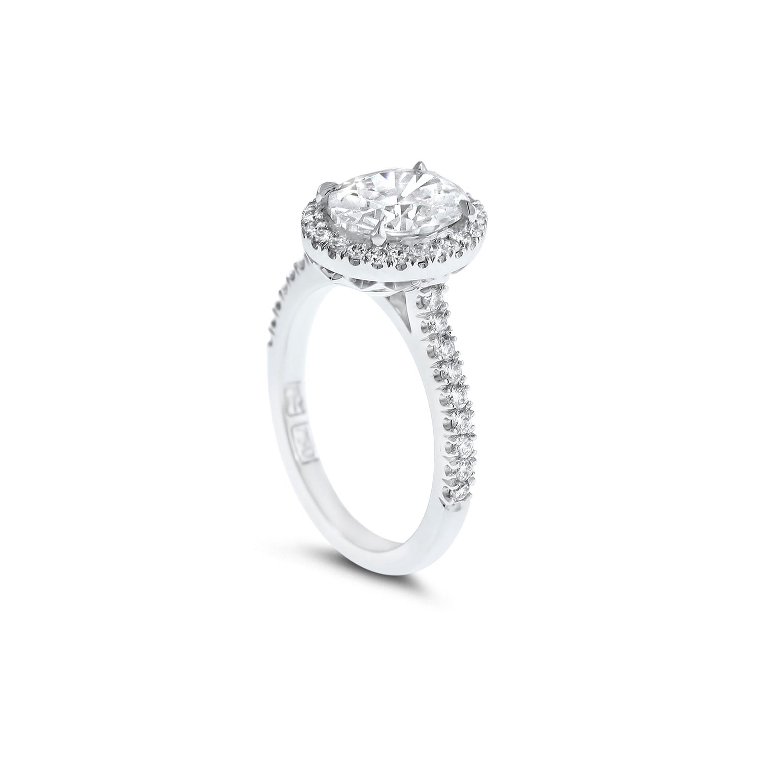 Oval Cut Solitaire Diamond Halo Engagement Ring