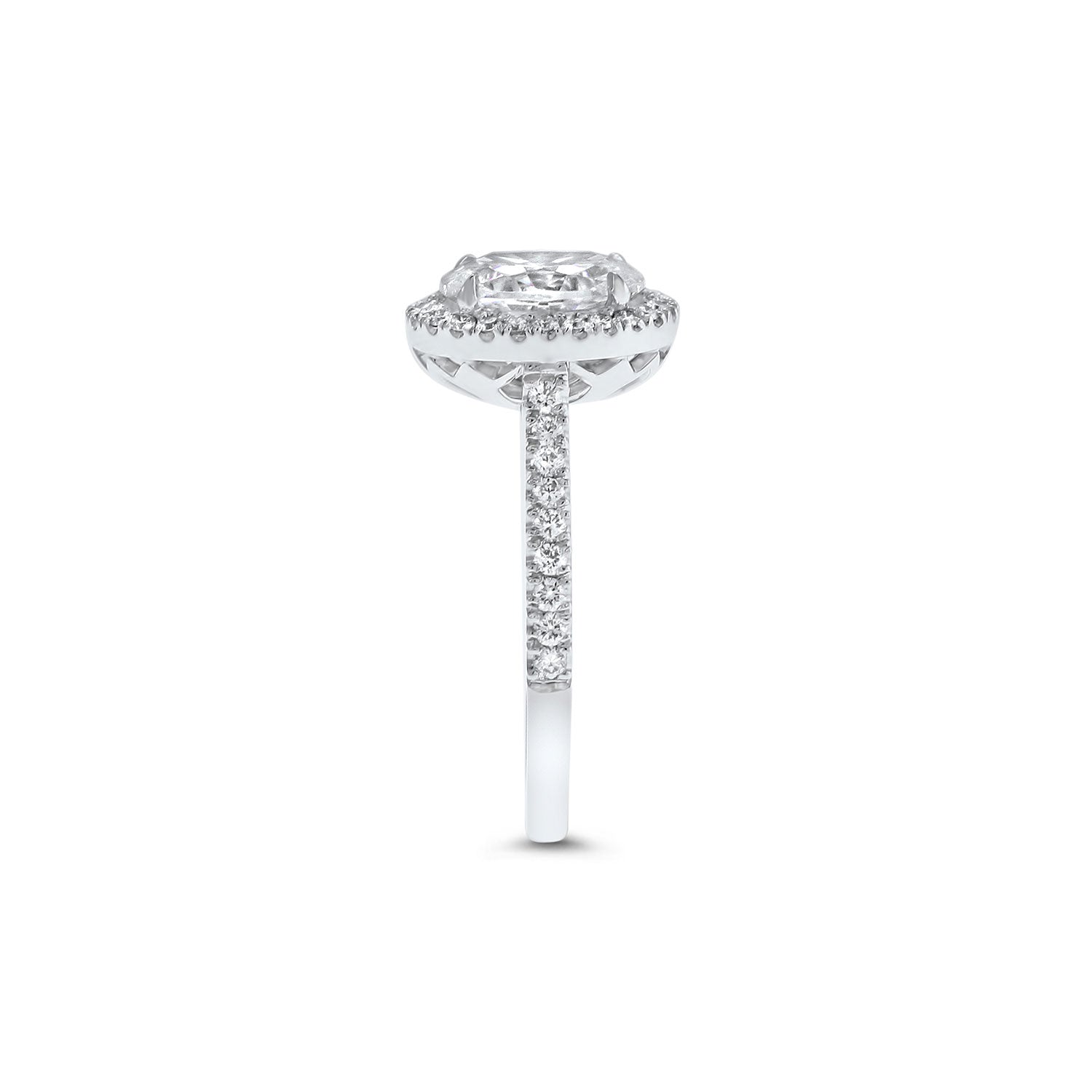 Oval Cut Solitaire Diamond Halo Engagement Ring