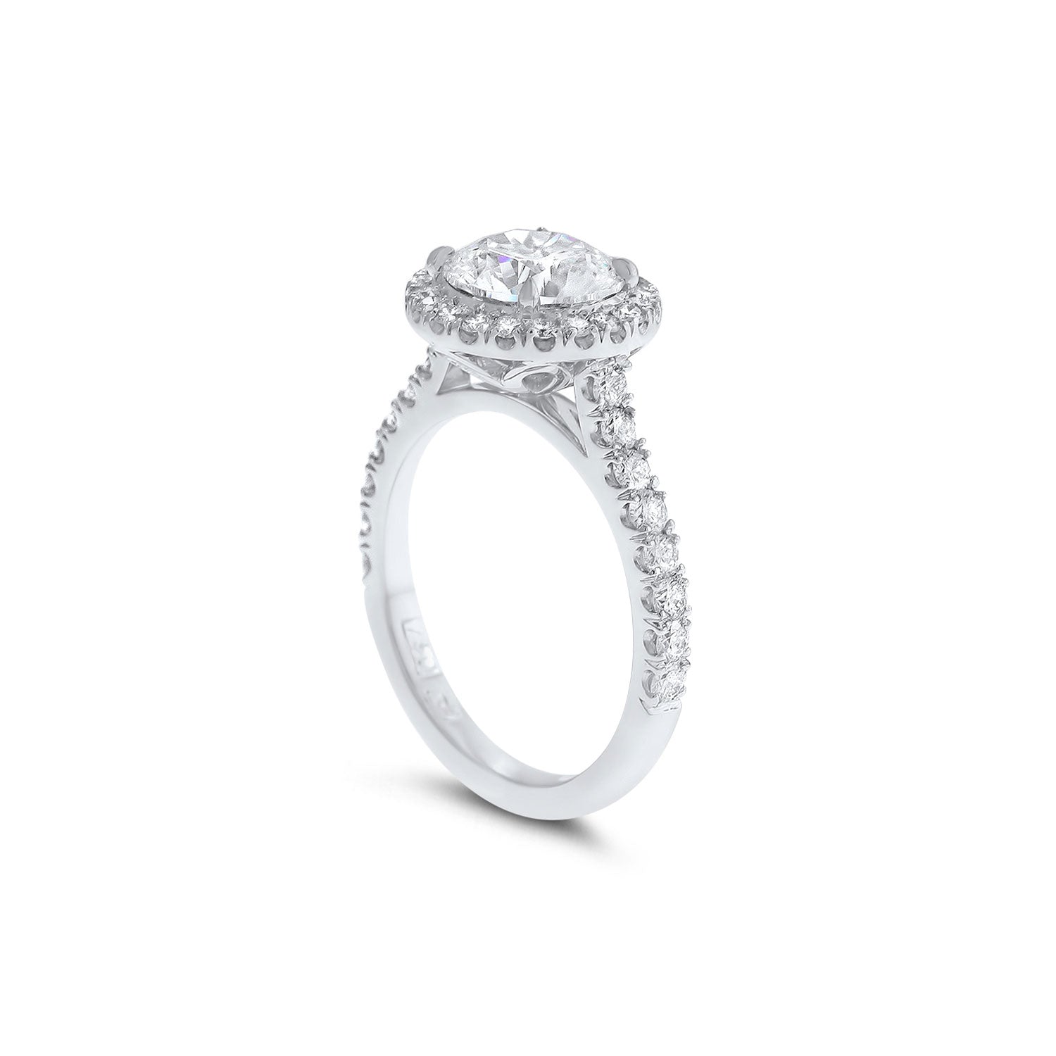 Round Brilliant Cut Solitaire Diamond Halo Engagement Ring