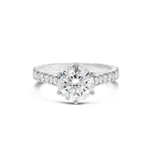 Round Brilliant Cut Solitaire Diamond Engagement Ring castle set band