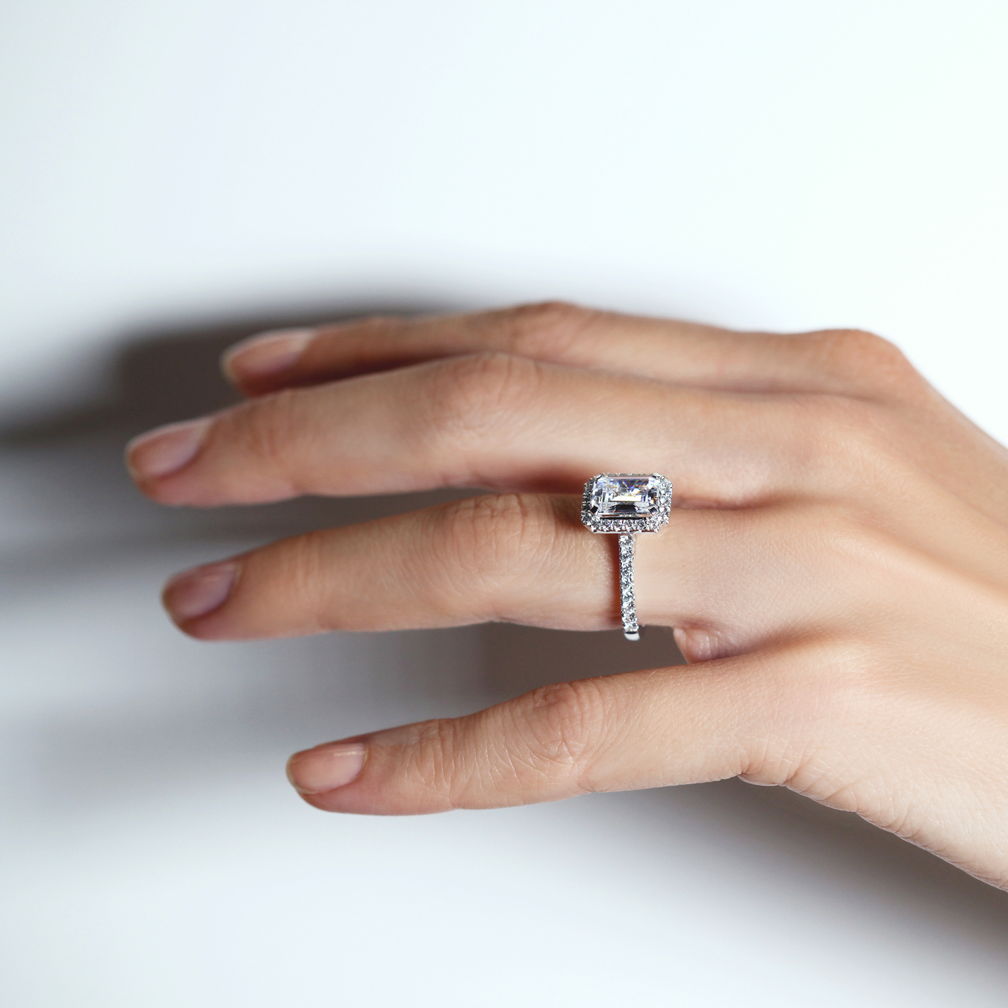 Everlasting Emerald Cut Diamond Halo Engagement Ring