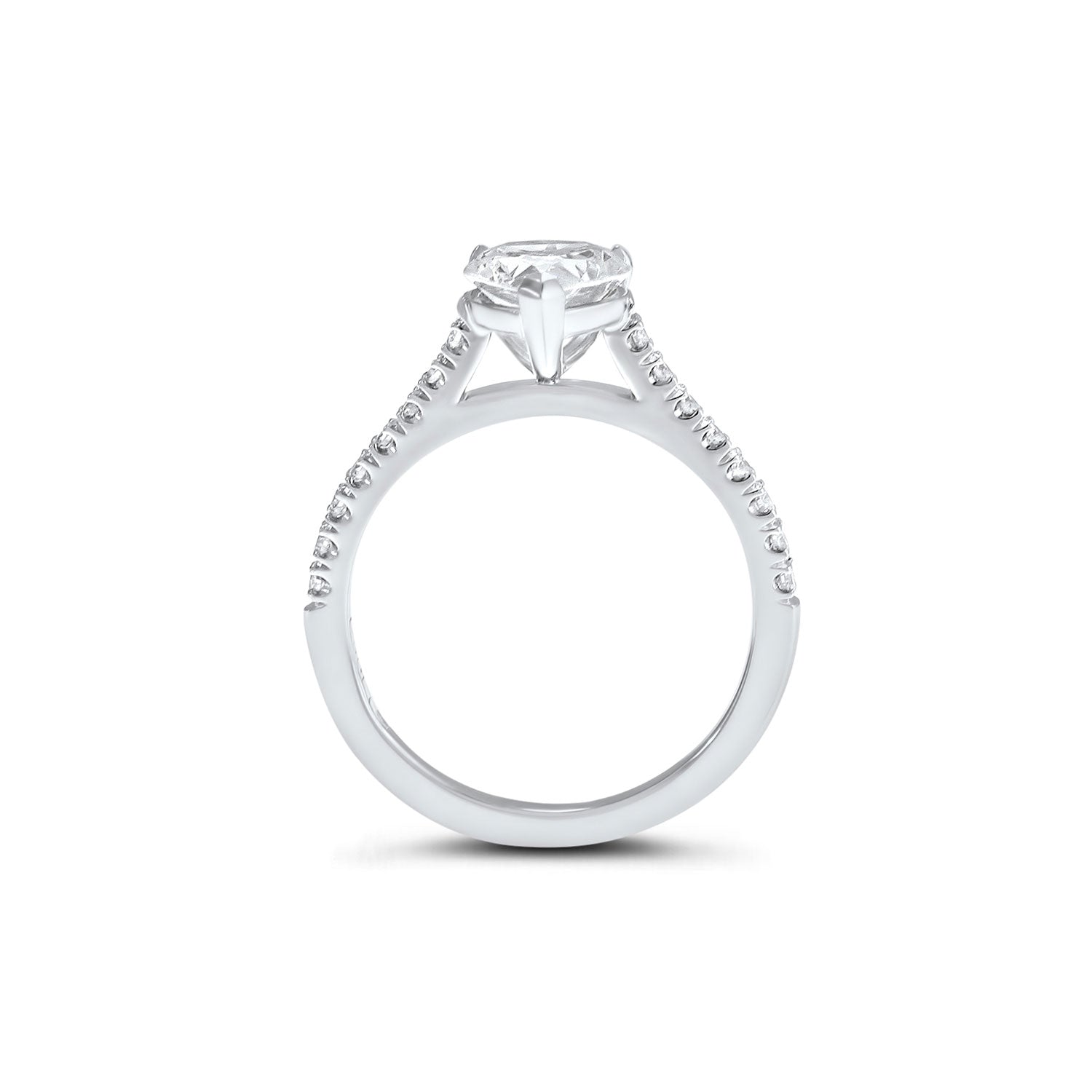 Pear Cut Solitaire Diamond Engagement Ring castle set diamond band