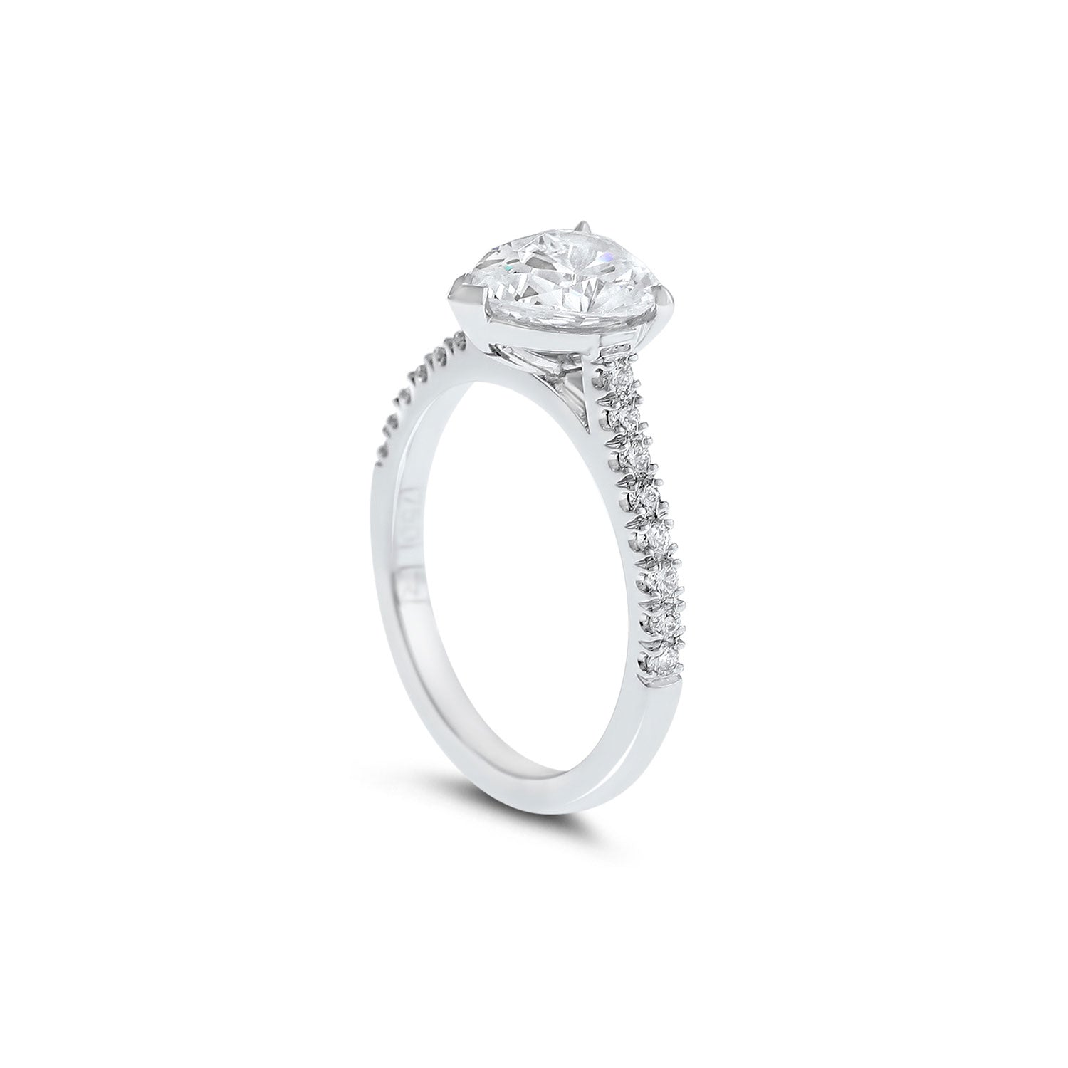 Pear Cut Solitaire Diamond Engagement Ring castle set diamond band