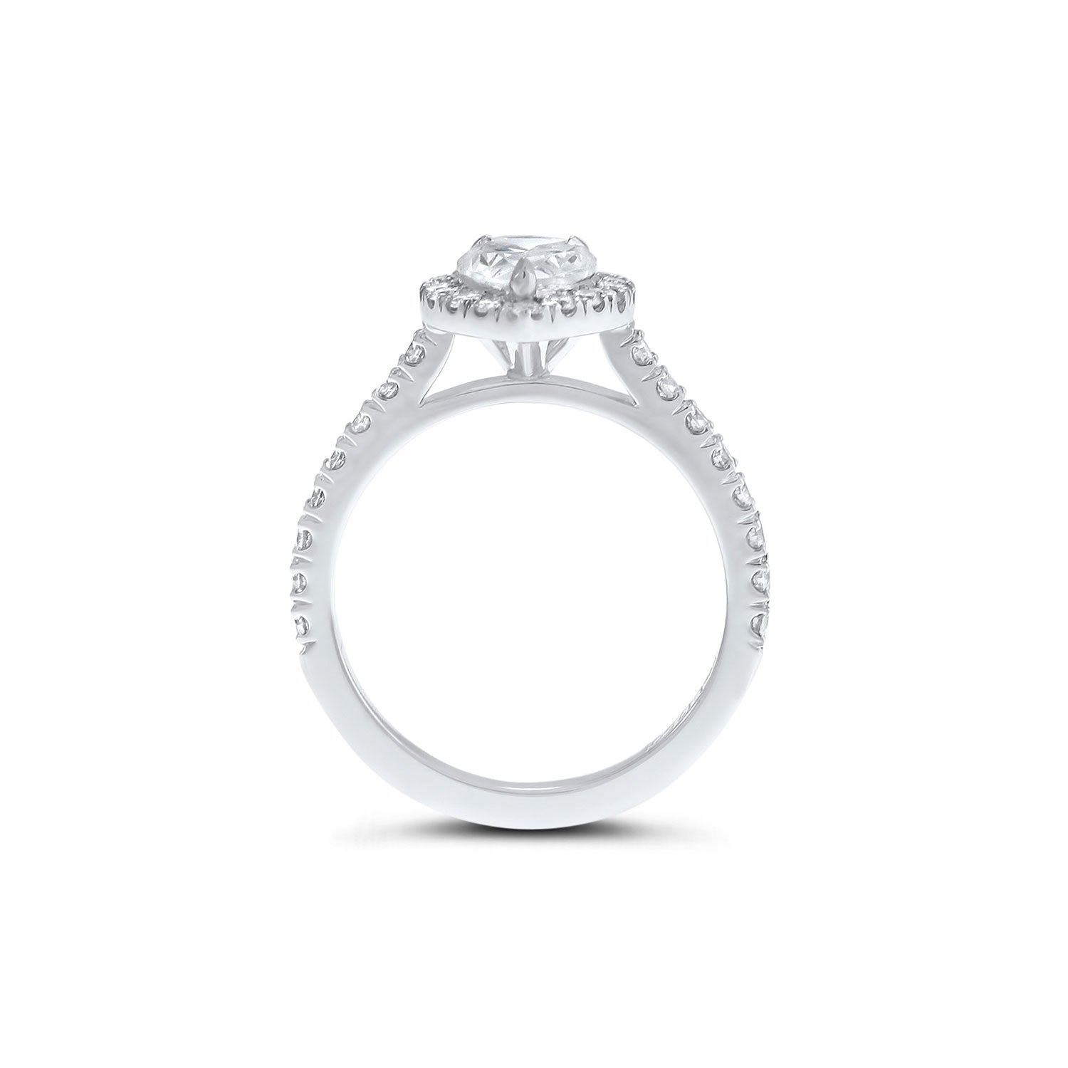 Pear Cut Solitaire Diamond Halo Engagement Ring