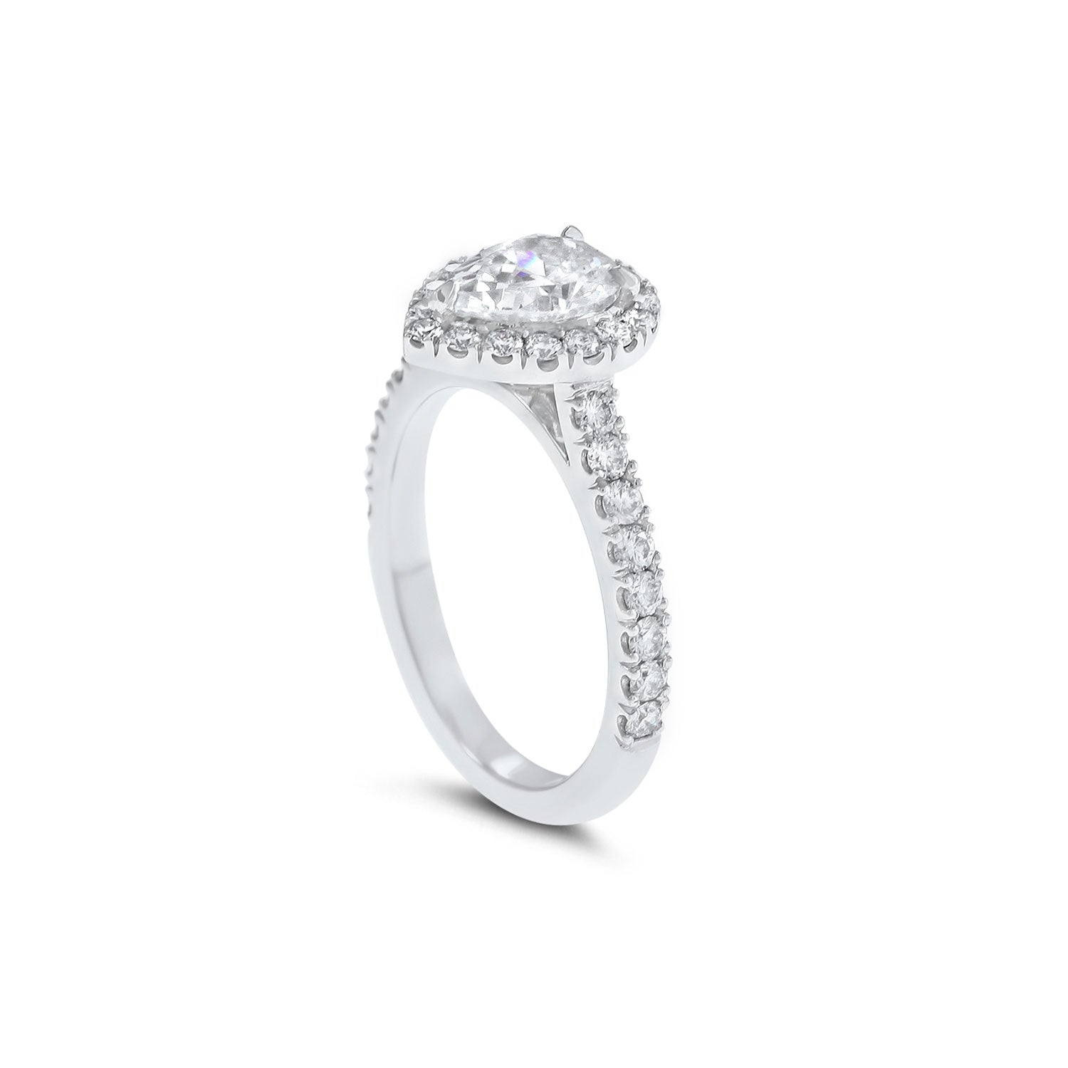 Pear Cut Solitaire Diamond Halo Engagement Ring