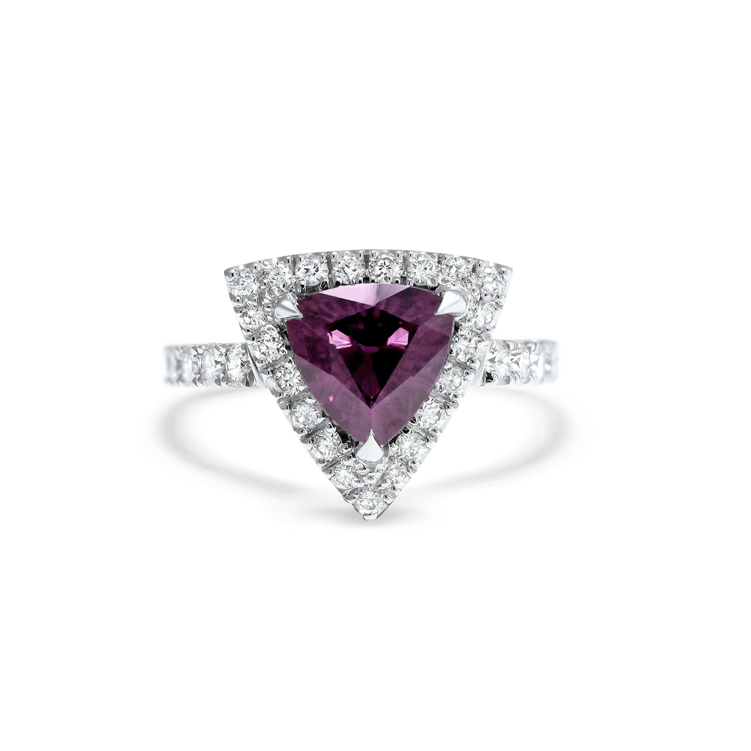 Trilliant Cut Purple Spinel Ring