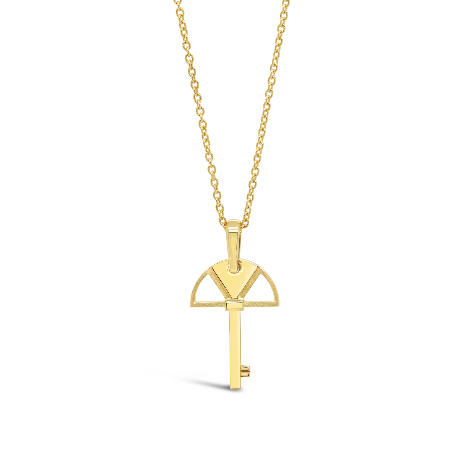 Art Deco Inspired Key Pendant Yellow Gold Necklace