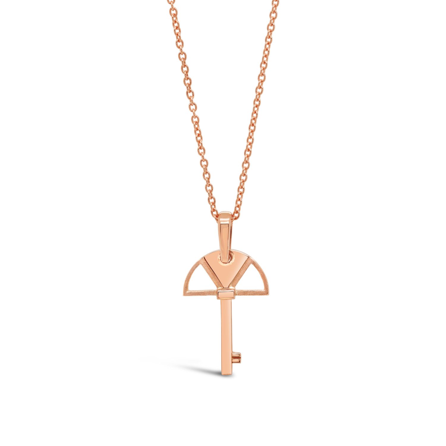 Art Deco Inspired Key Pendant Rose Gold Necklace