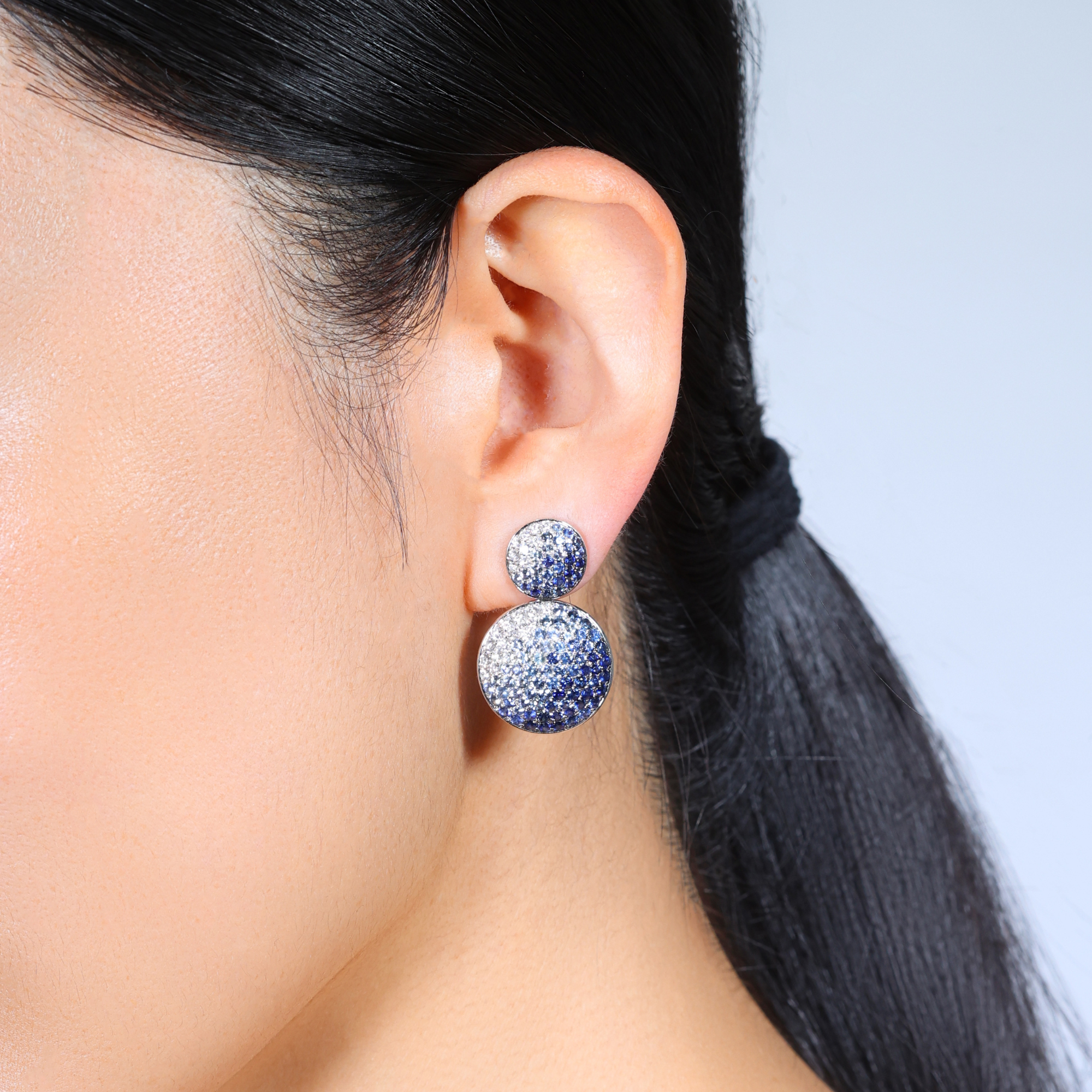 Double Disc Sapphire Earrings